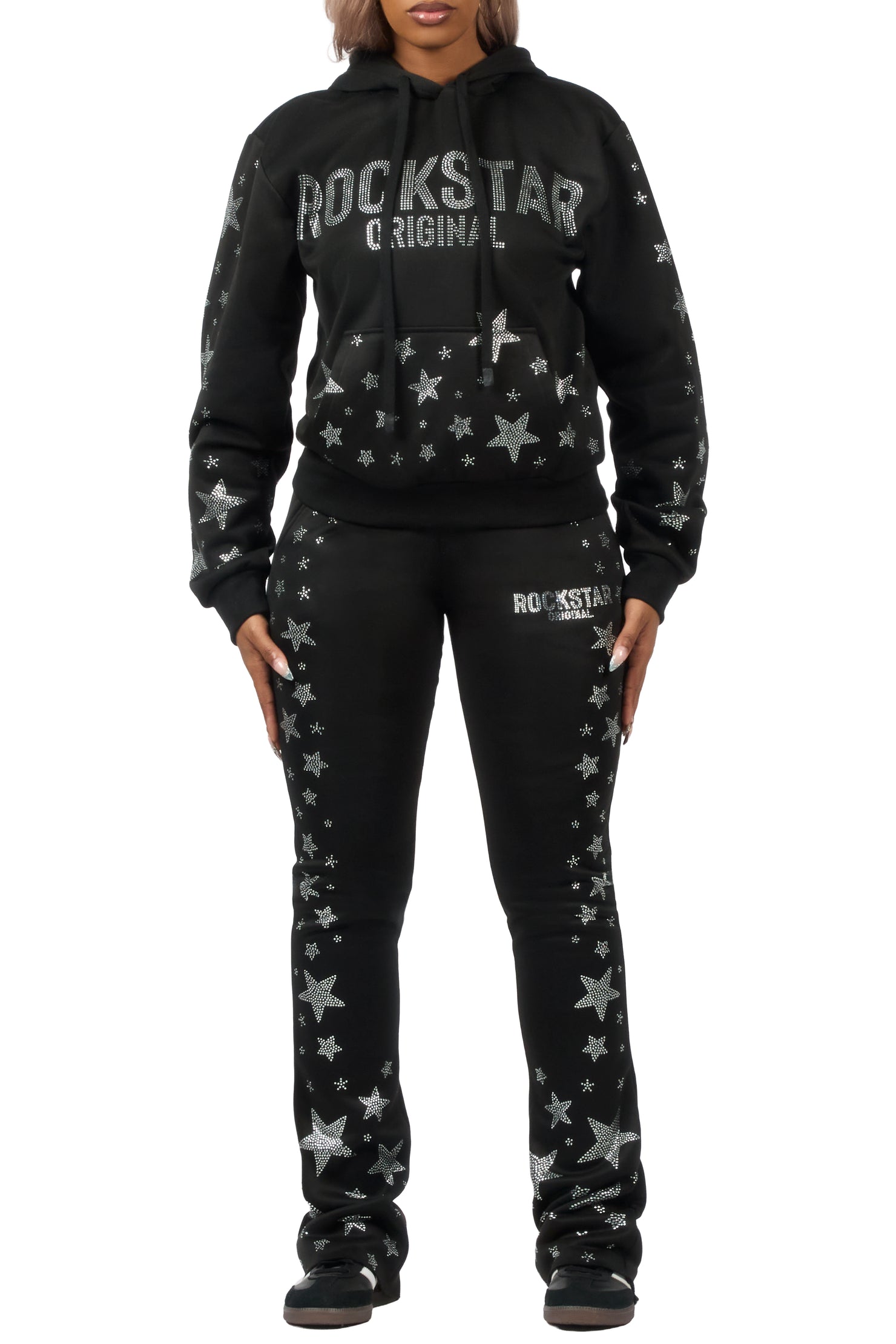Maiya 2.0 Black Rhinestone Stacked Track Set