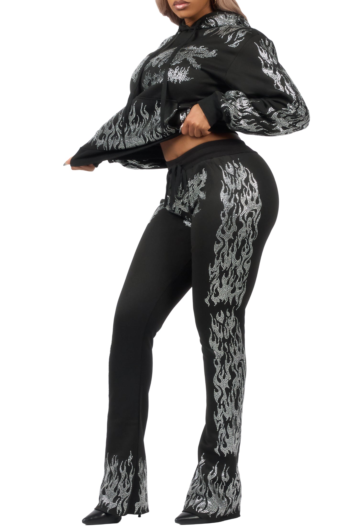 Alaena 2.0 Black Rhinestone Stacked Track Set