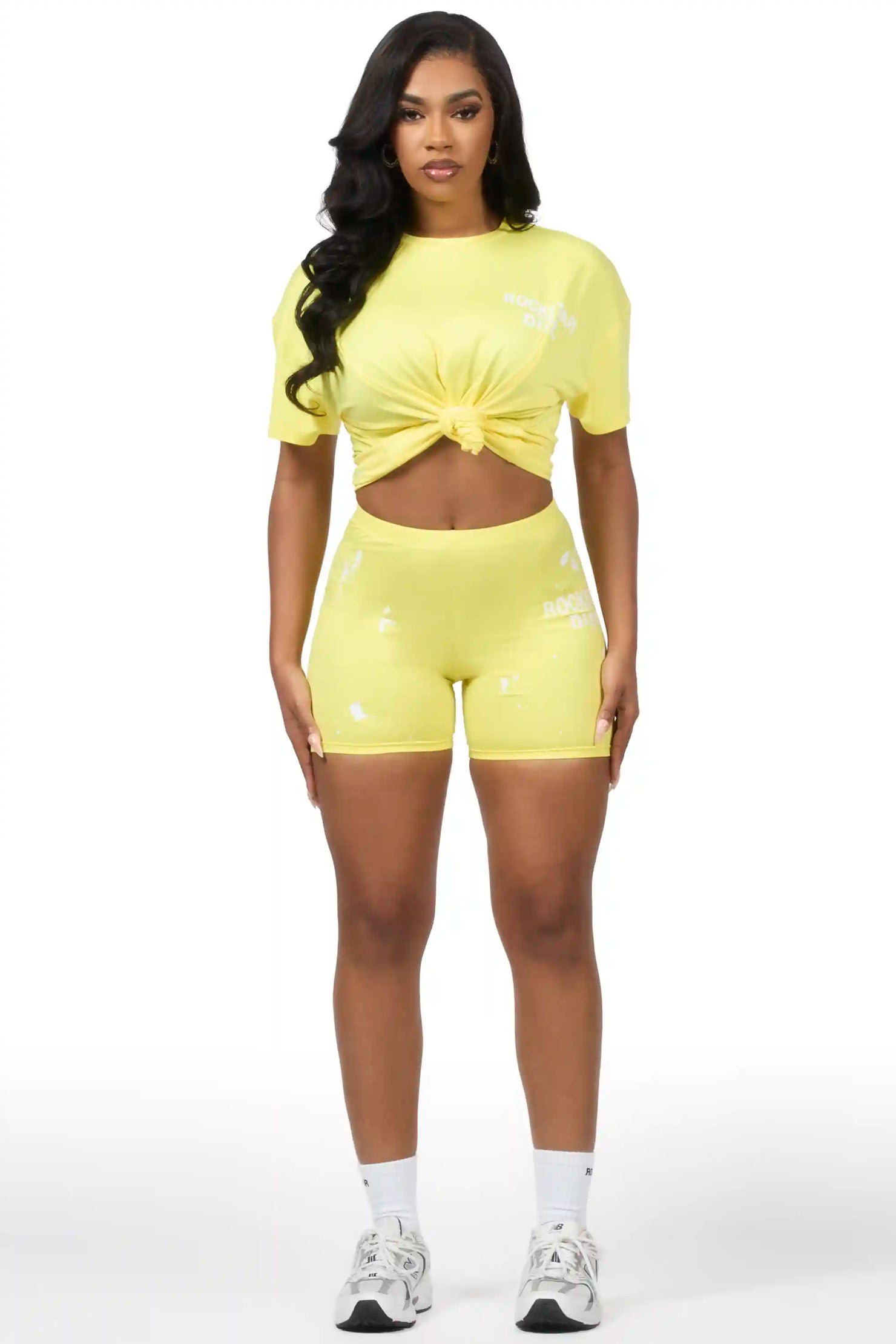 Living For It Yellow Bike Short Set