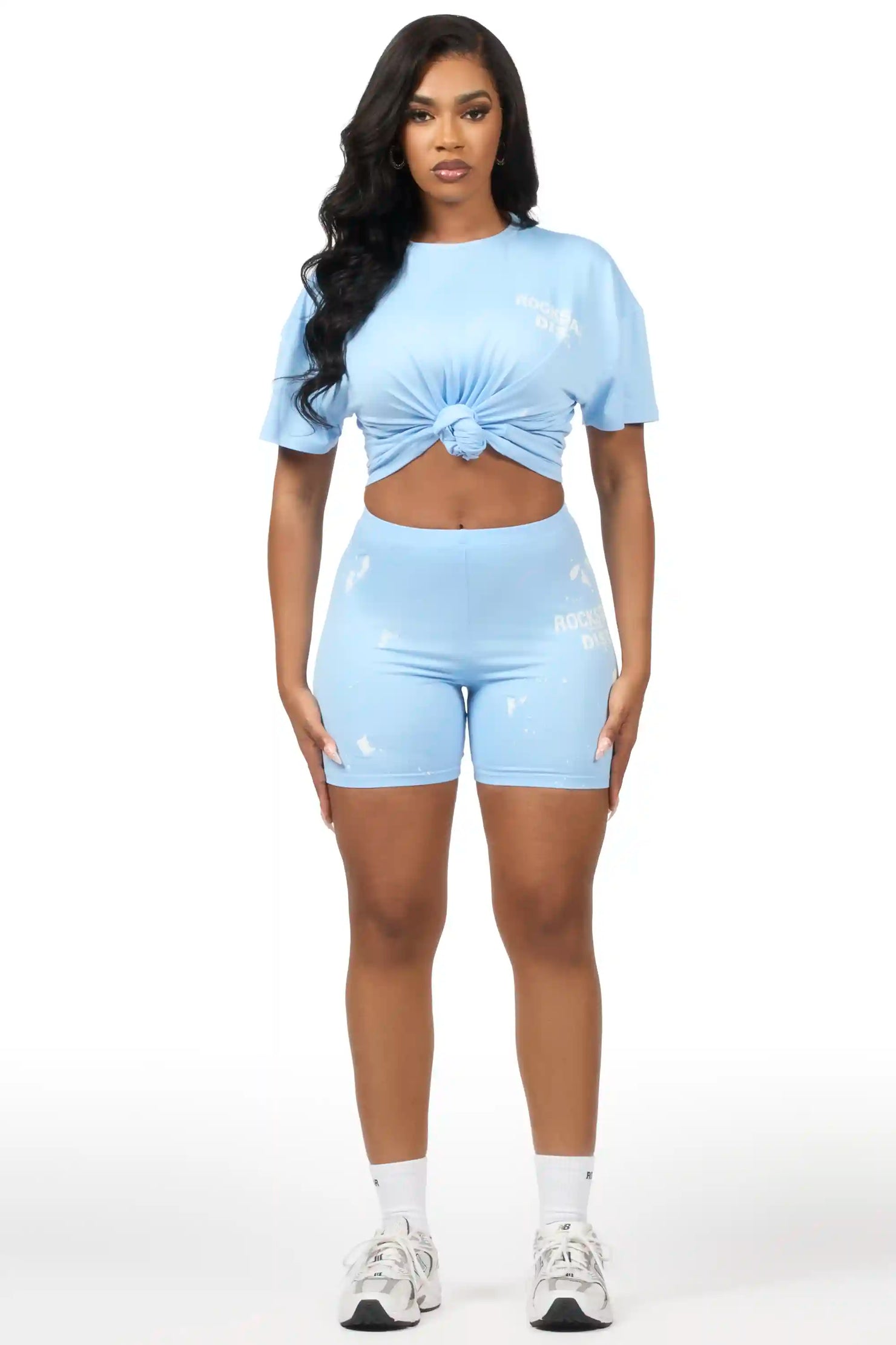 Living For It Light Blue Bike Short Set