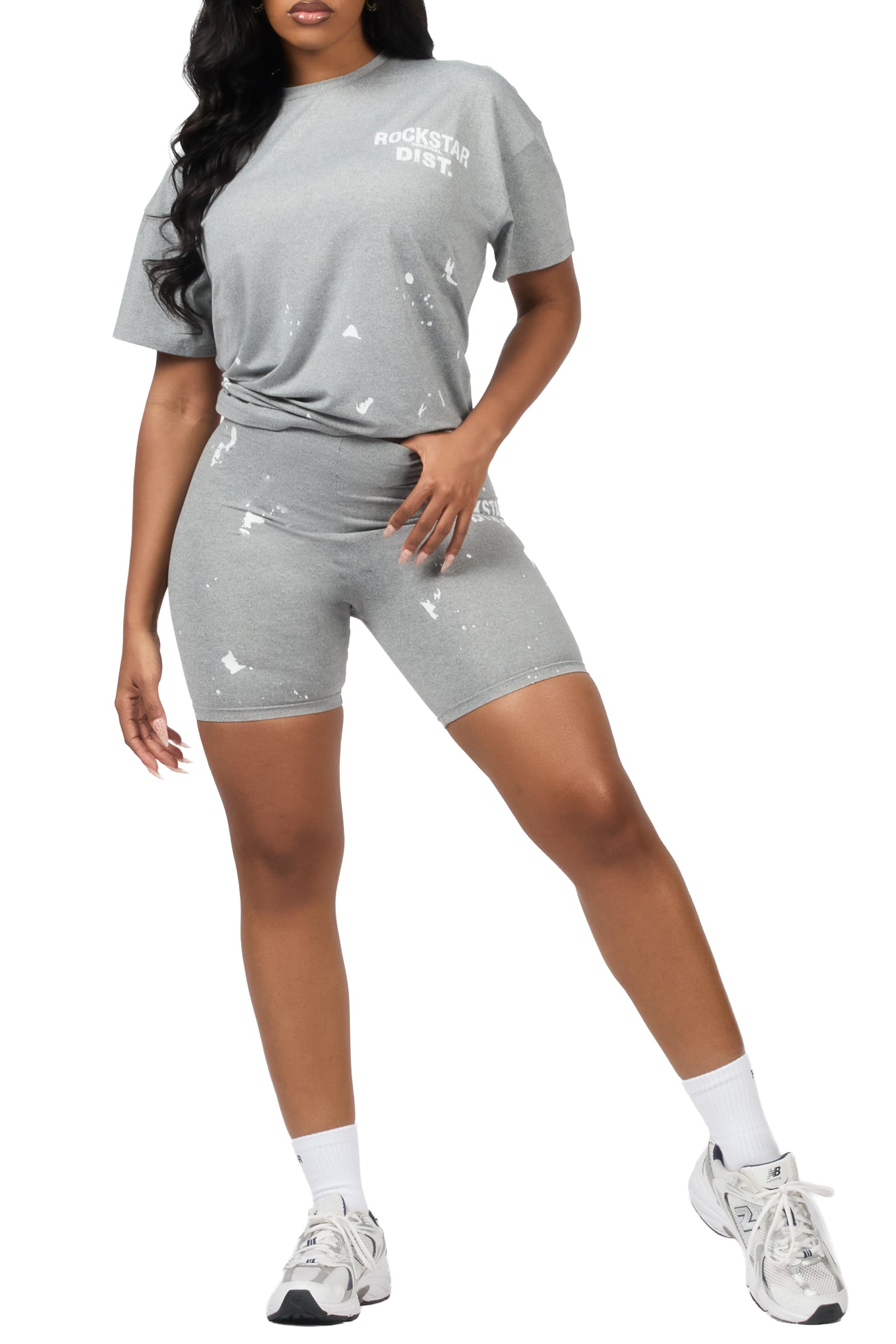 Living For It Heather Grey Bike Short Set