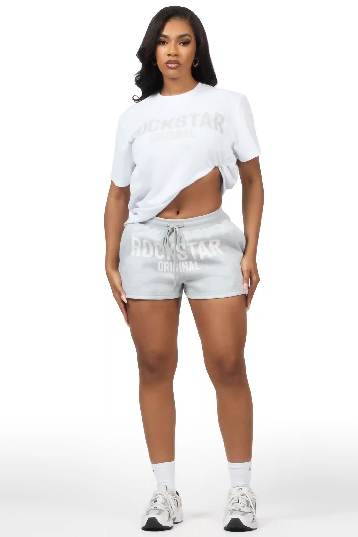 Sabrina White/Grey T-Shirt Short Set