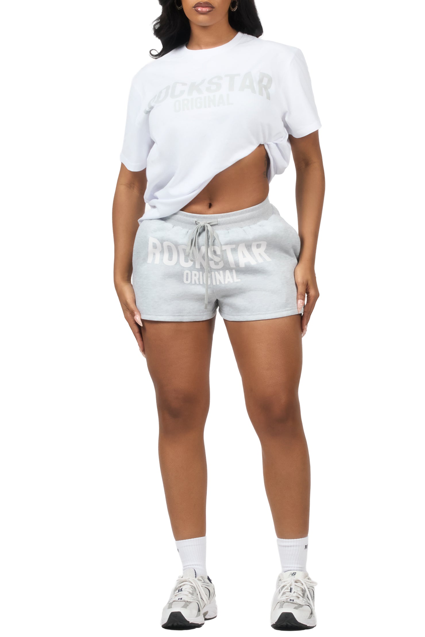 Sabrina White/Grey T-Shirt Short Set
