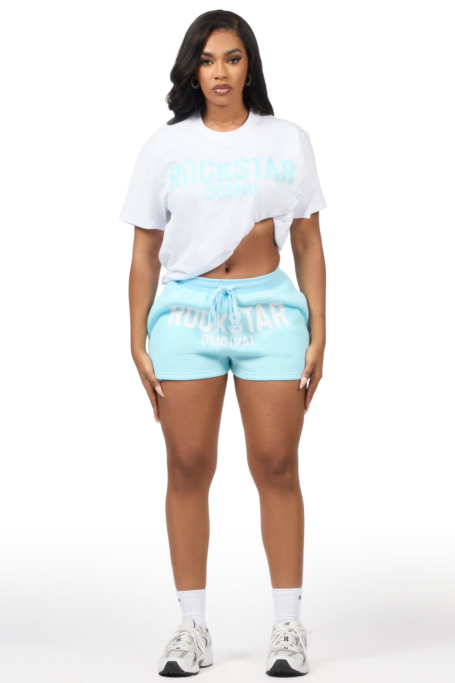 Sabrina White/Blue T-Shirt Short Set