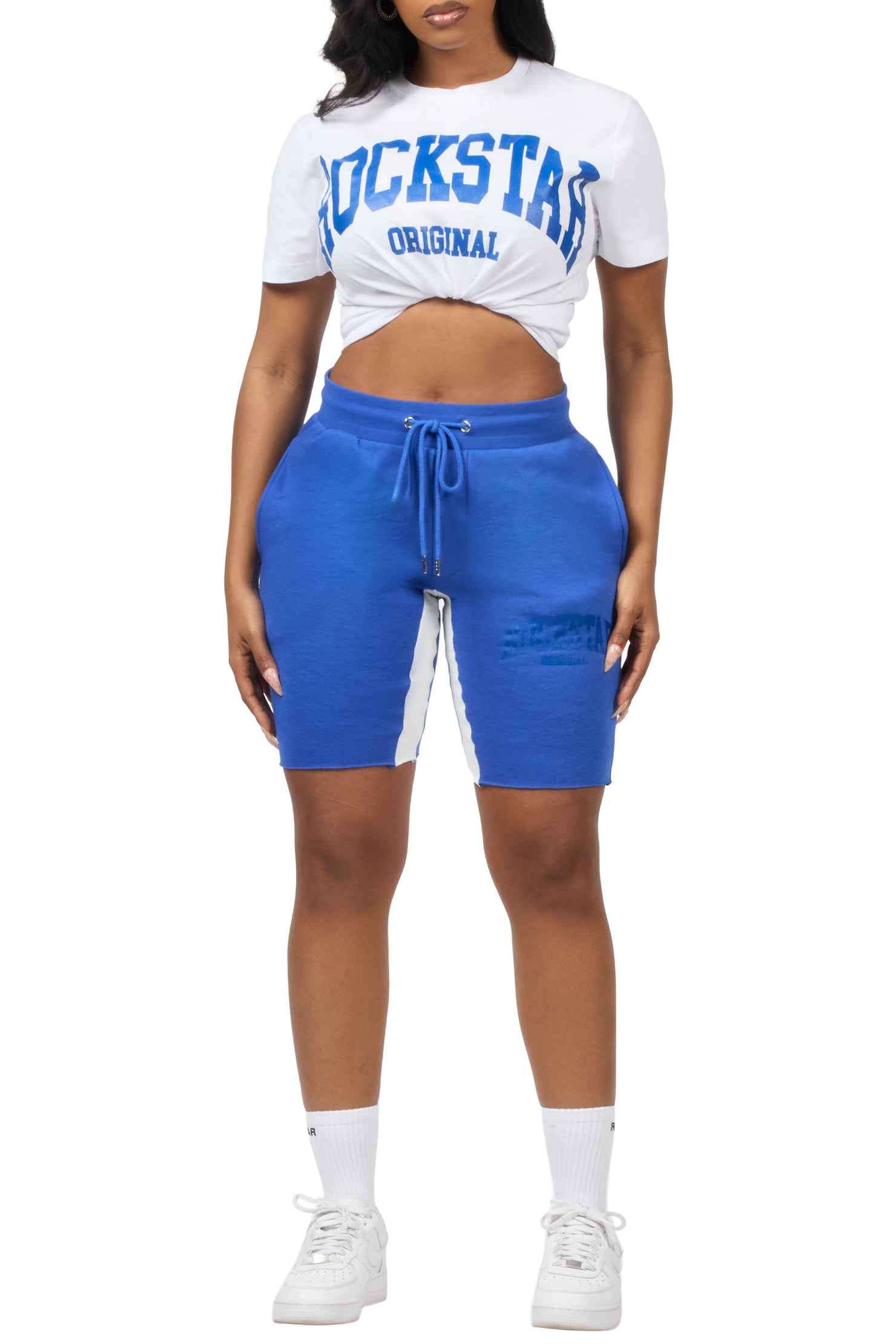 Jermirria White/Royal Blue T-Shirt Short Set