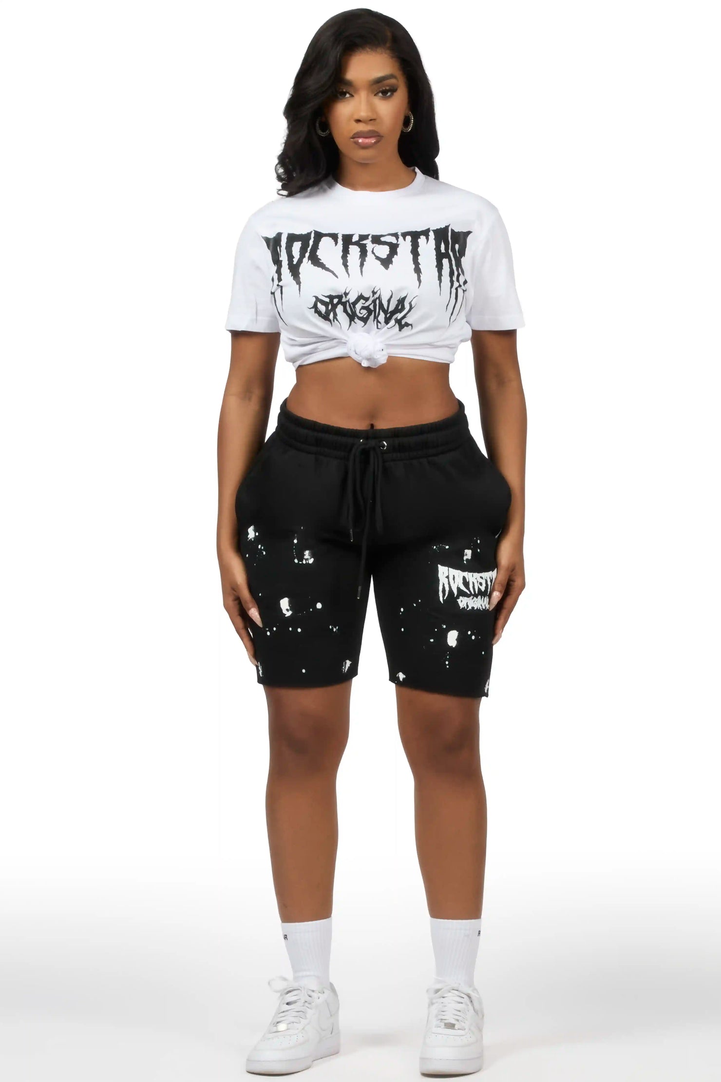 Dayasia White/Black T-Shirt Short Set