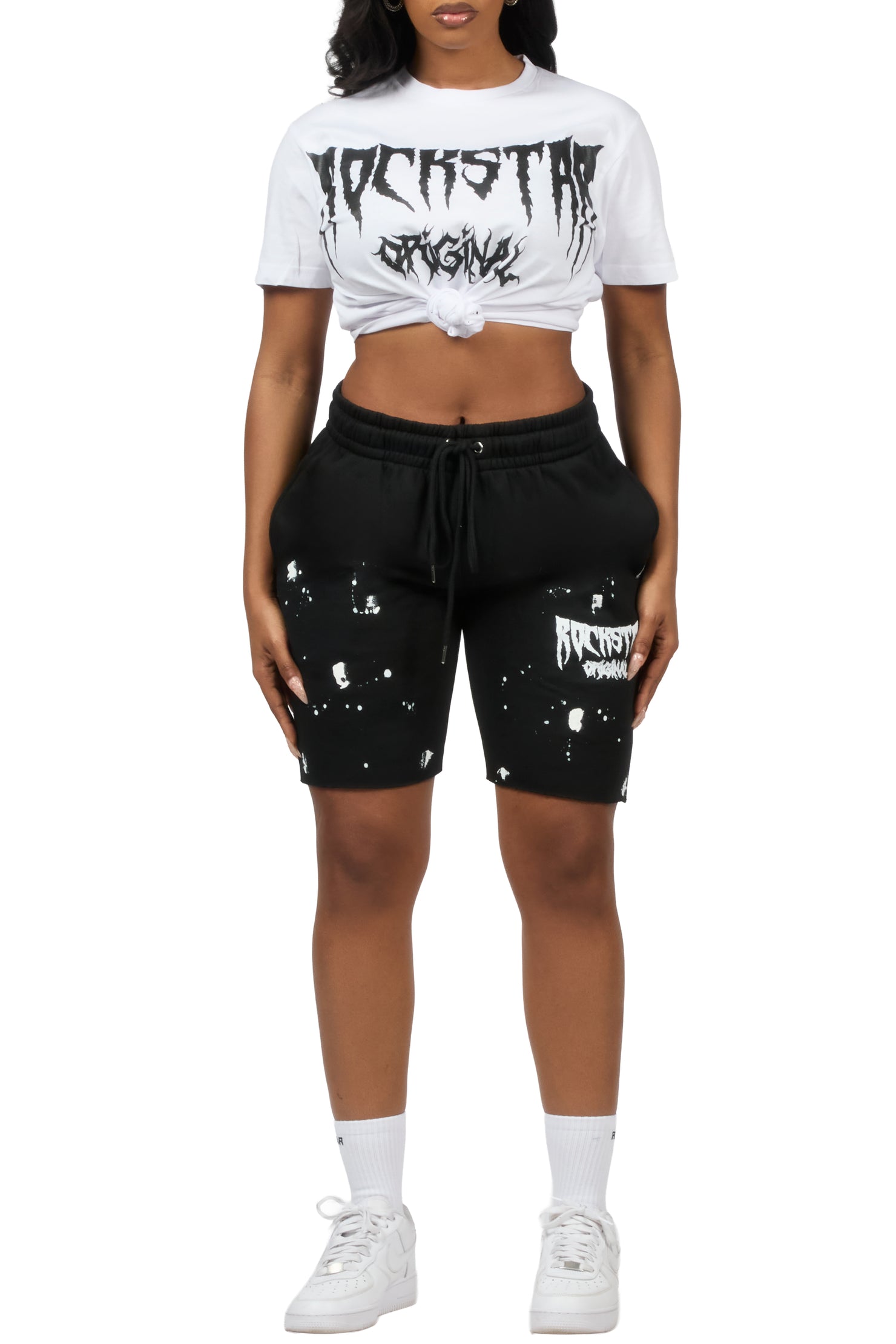 Dayasia White/Black T-Shirt Short Set