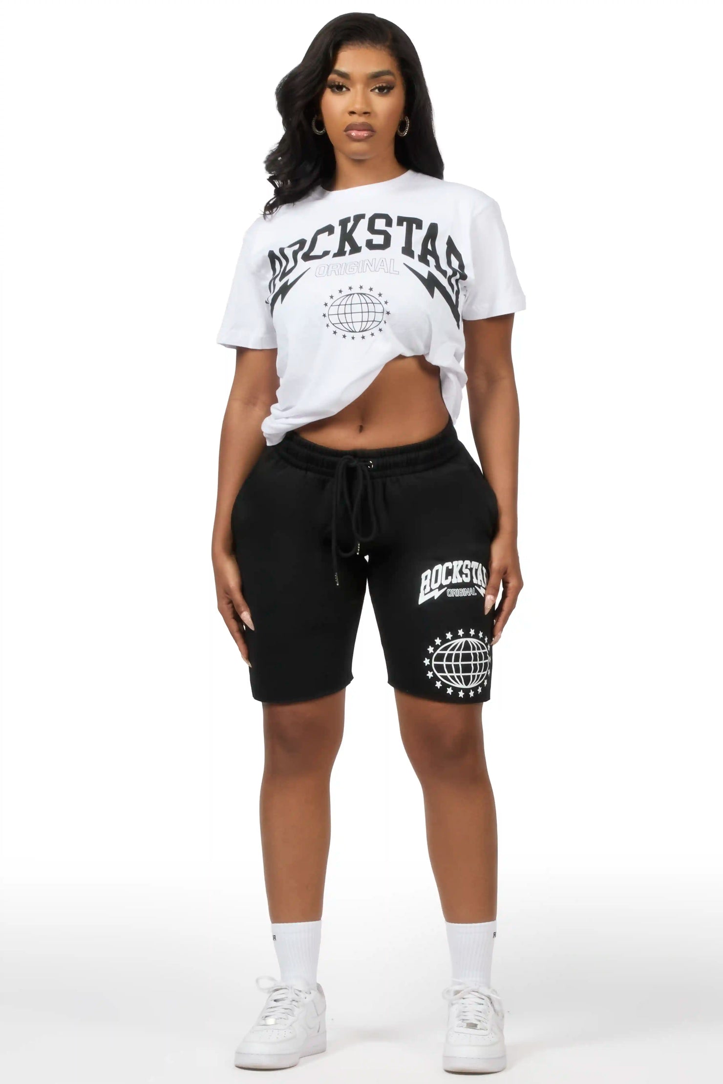 Shymeria White/Black T-Shirt Short Set