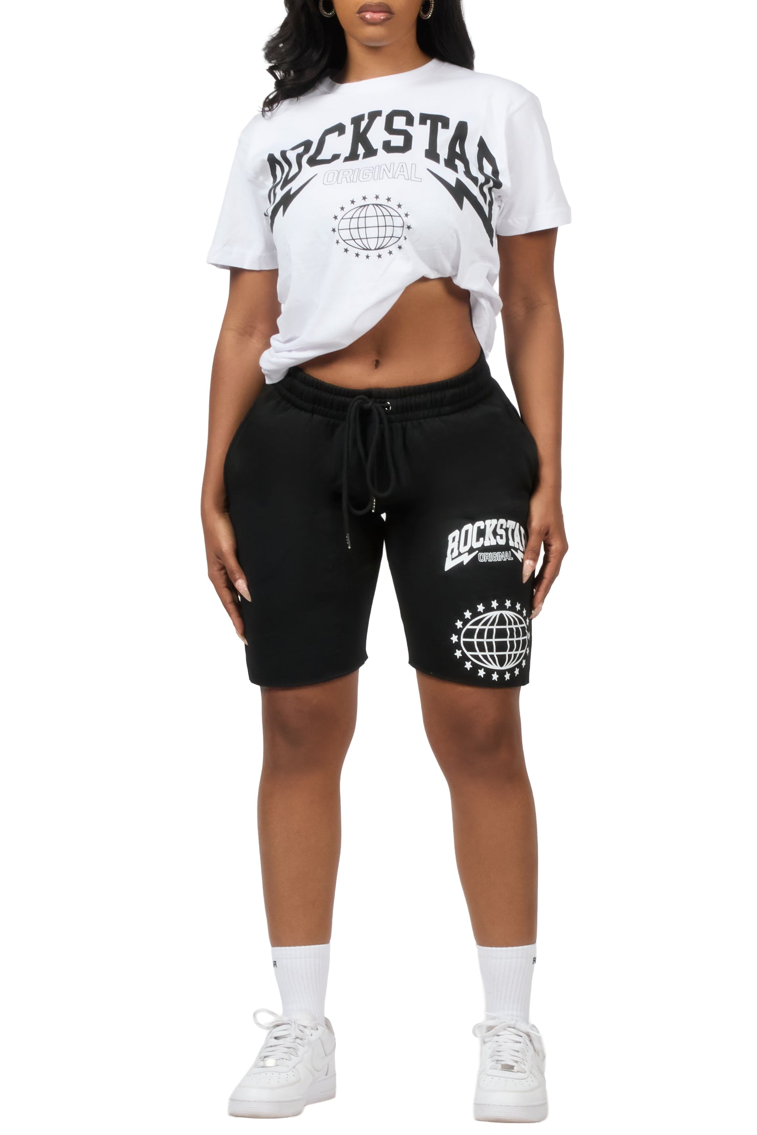 Shymeria White/Black T-Shirt Short Set