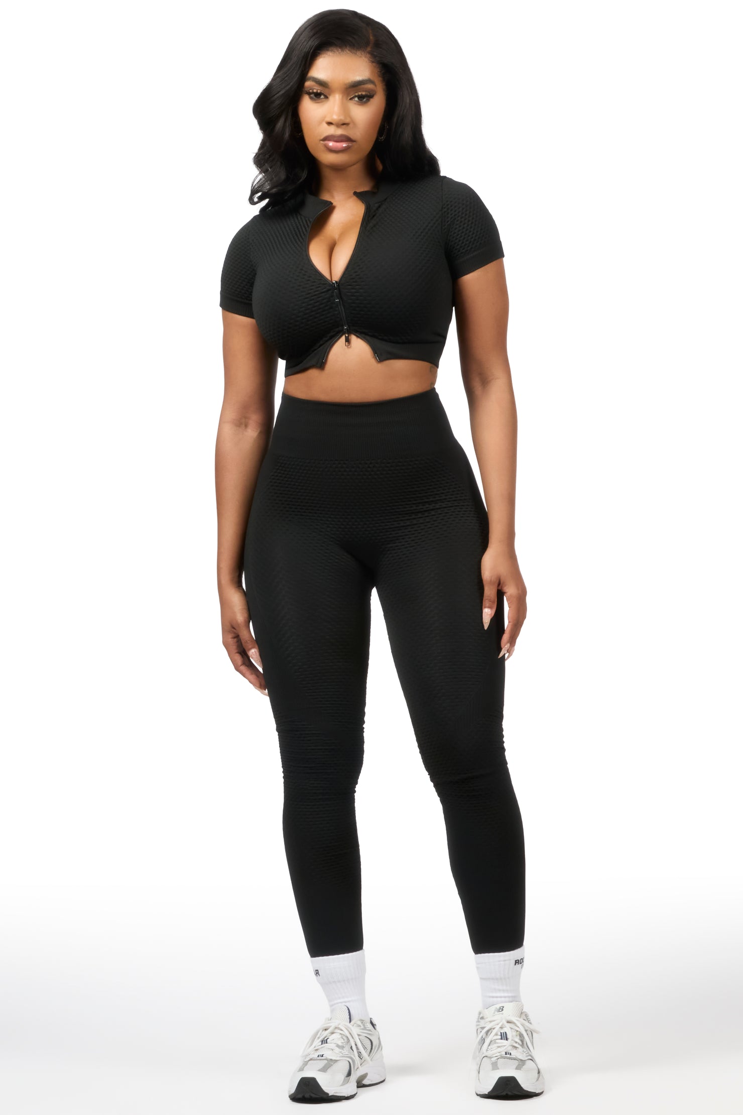 Deizhanna Black Zip Up Active Legging Set