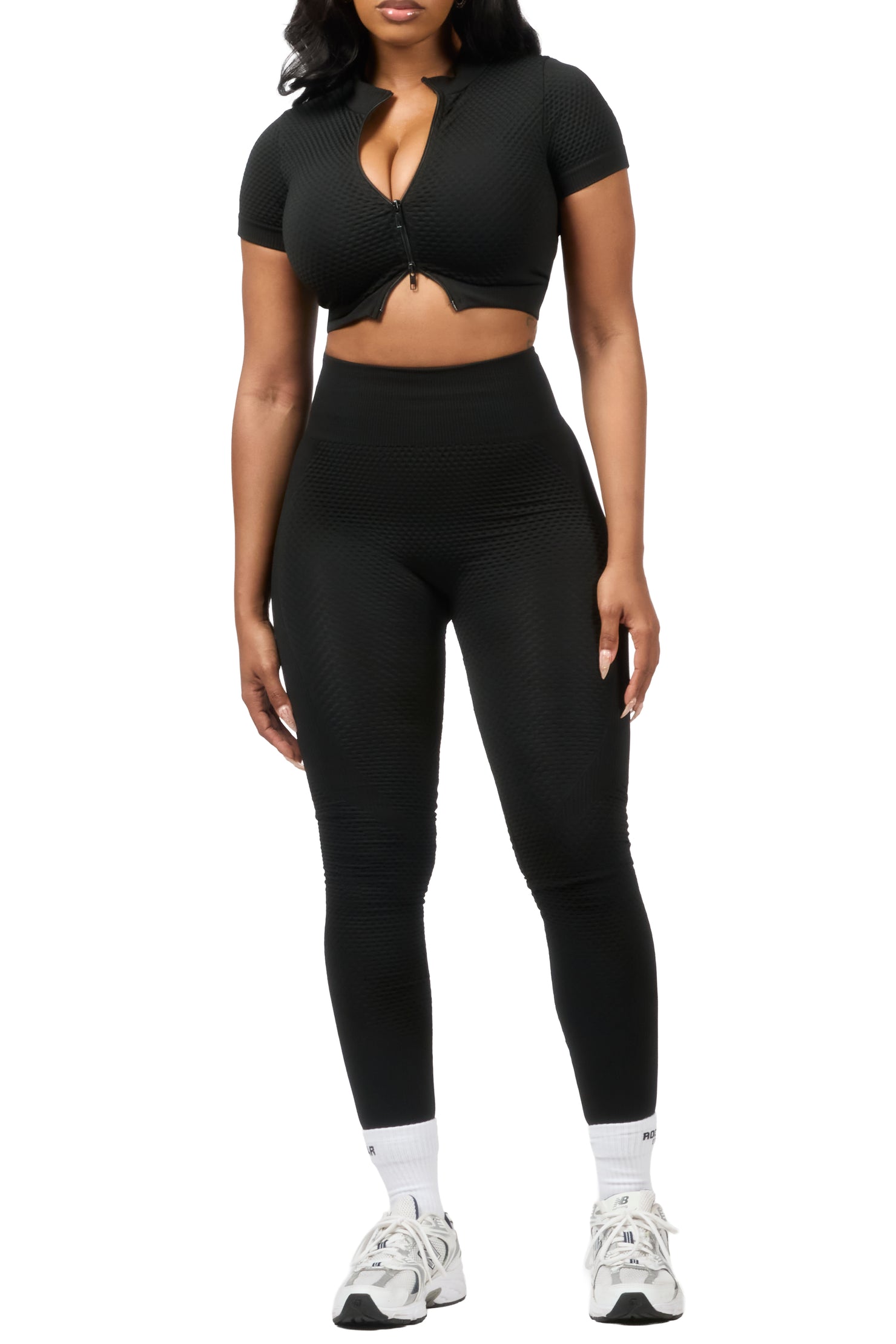 Deizhanna Black Zip Up Active Legging Set