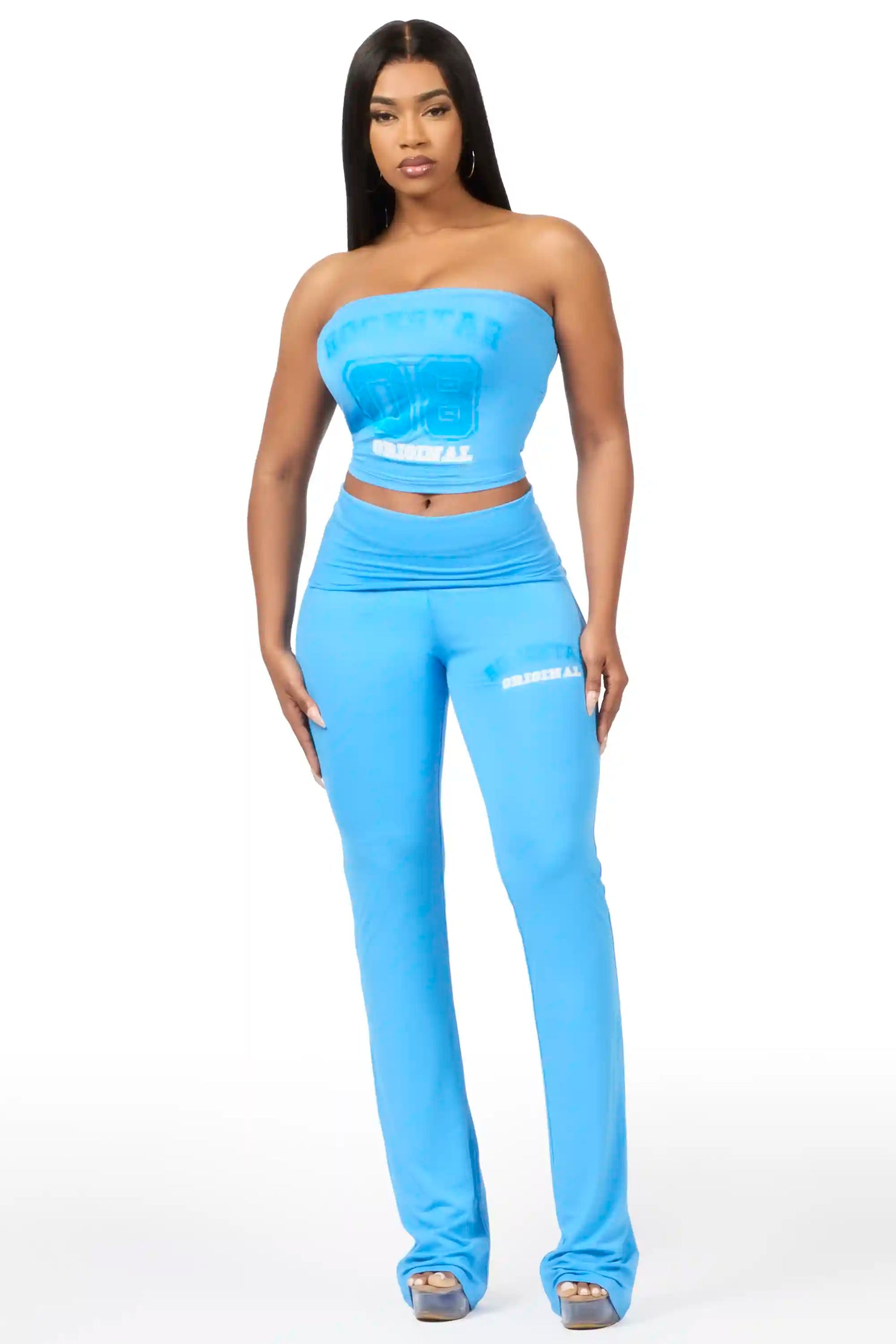Lareshe Blue Tube Foldover Pant Set