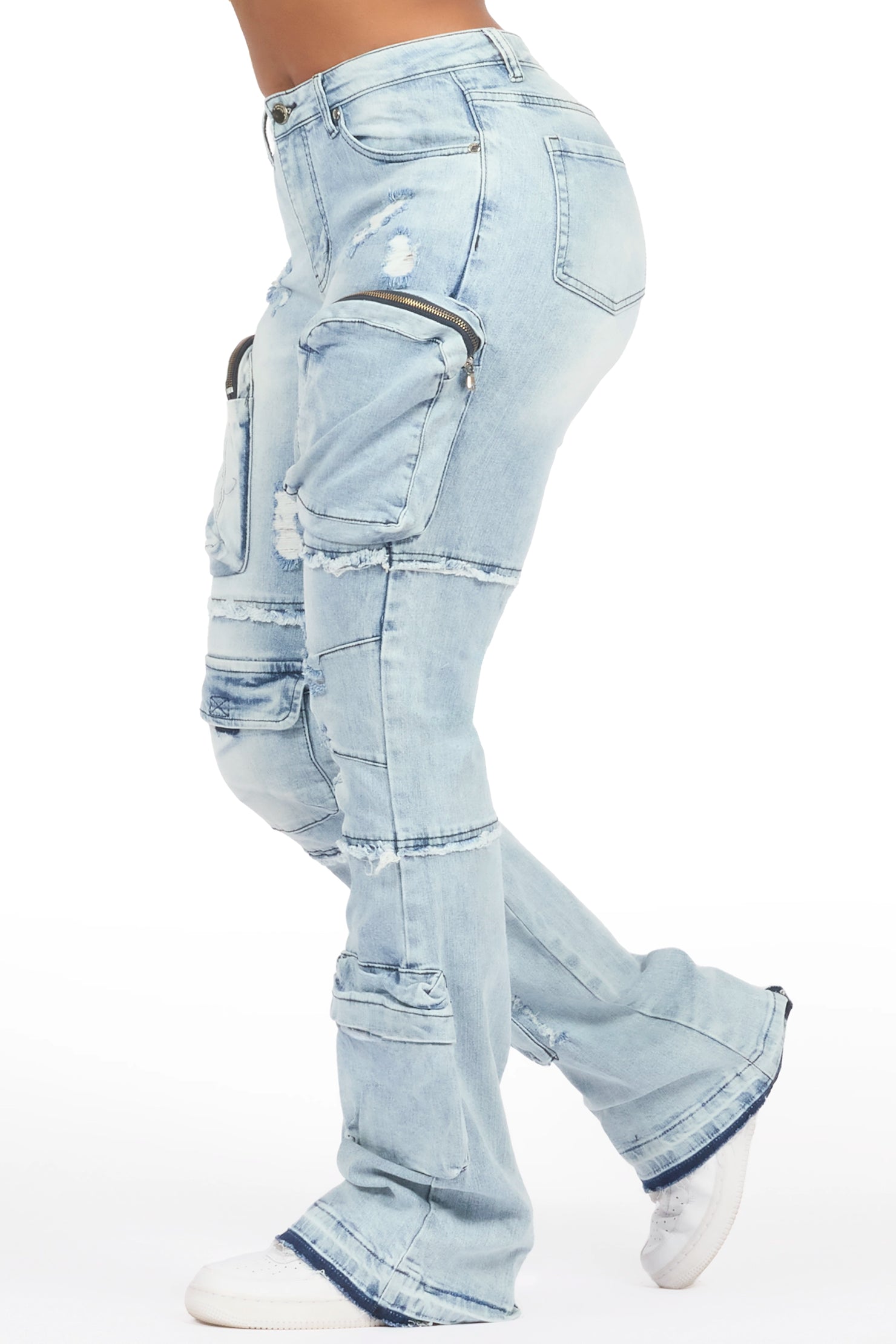 Toniesha Light Wash Stacked Flare Jean