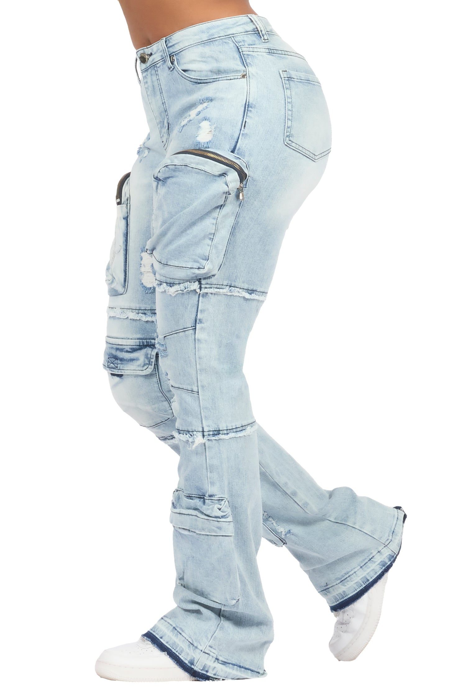 Toniesha Light Wash Stacked Flare Jean