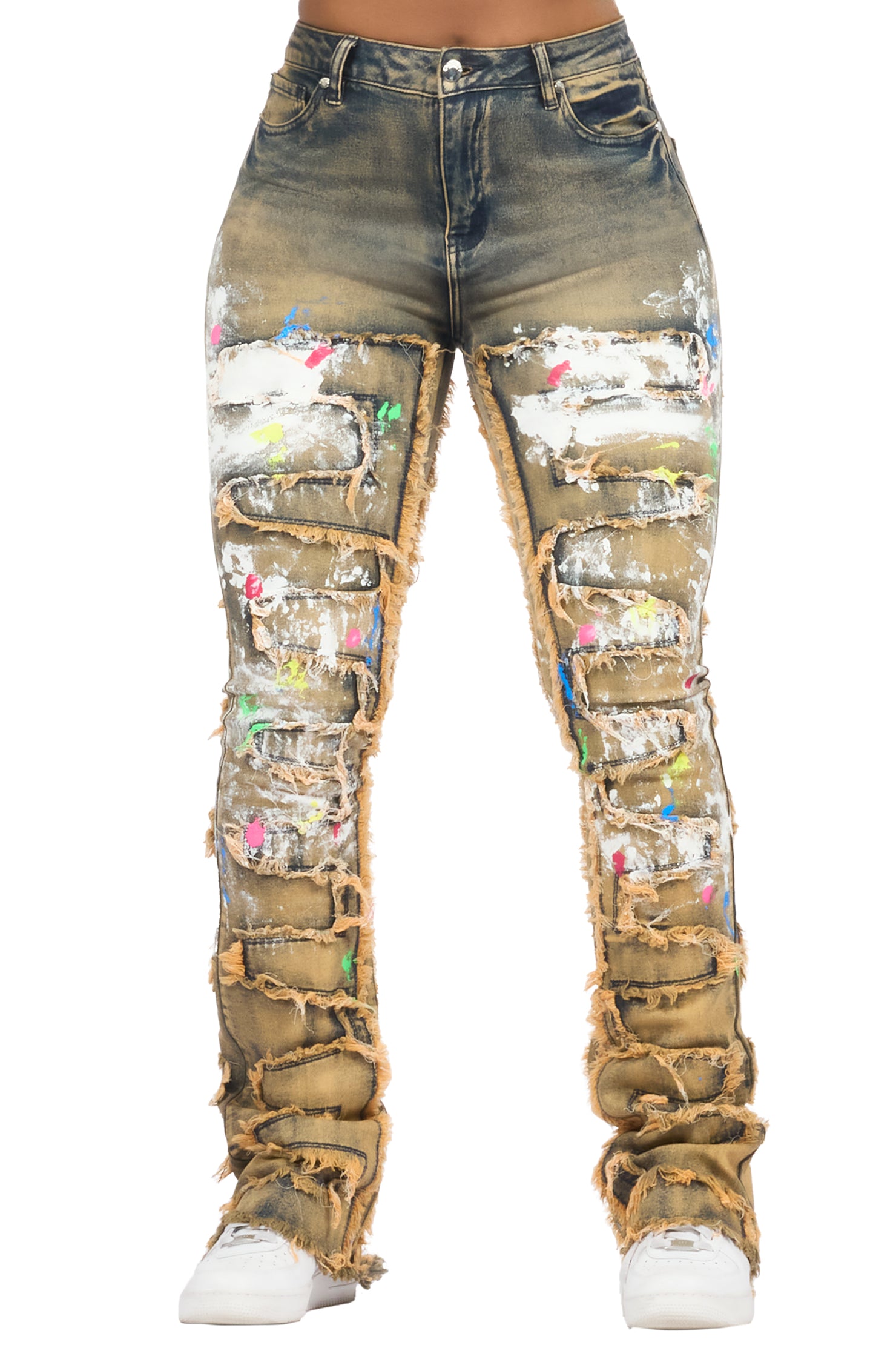 Raeshell Tinted Wash Painted Stacked Jean