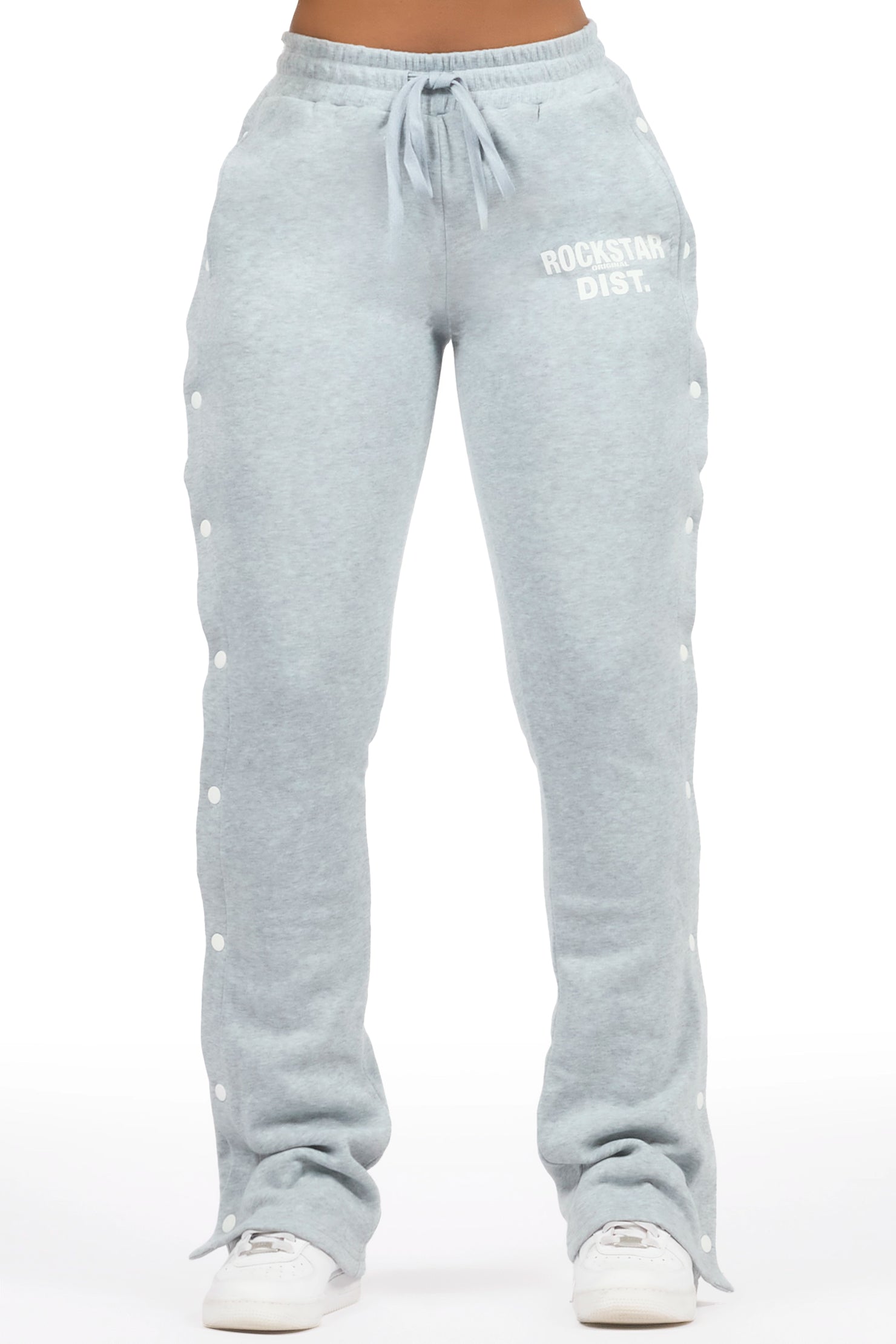Kenniyah Heather Grey Snap Stacked Track Pant