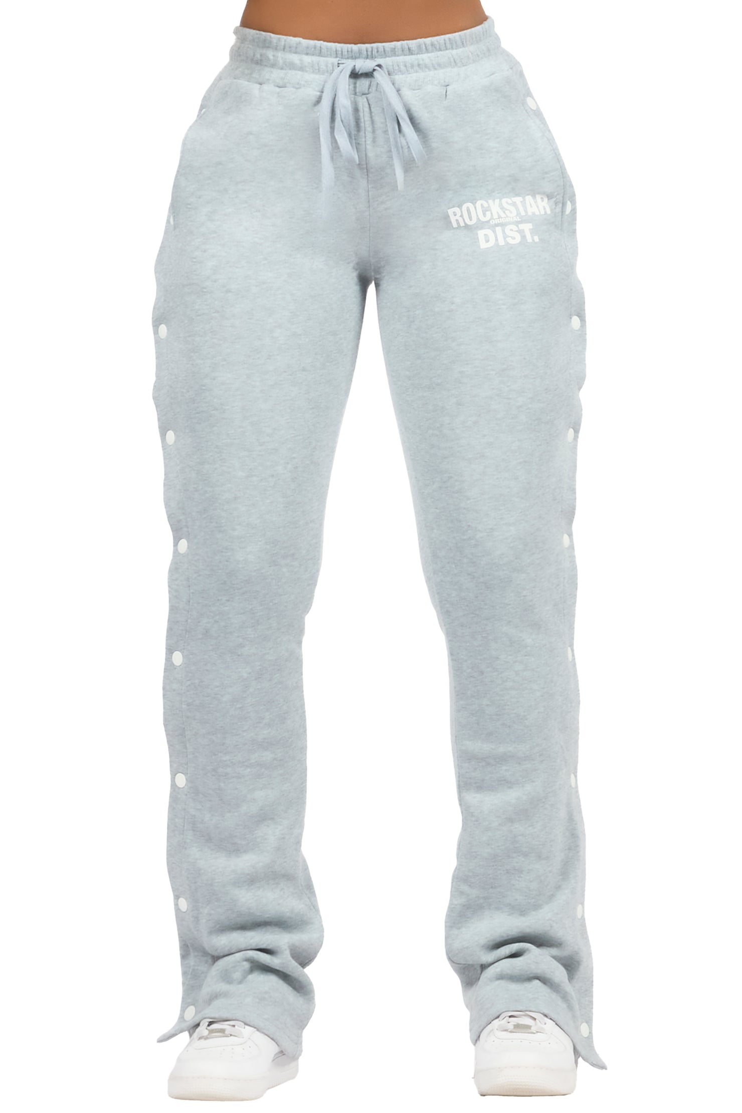 Kenniyah Heather Grey Snap Stacked Track Pant
