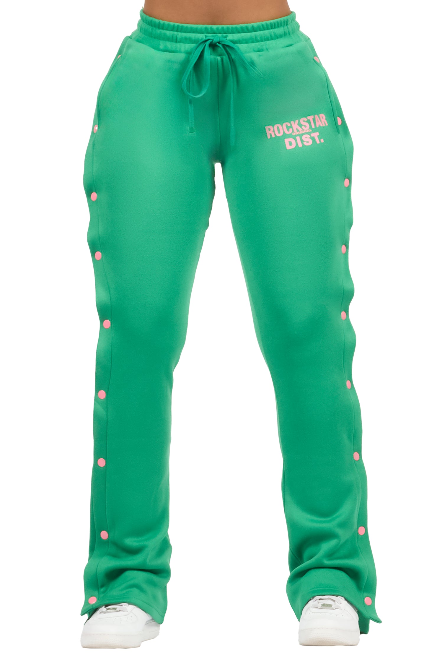 Kenniyah Green Snap Stacked Track Pant