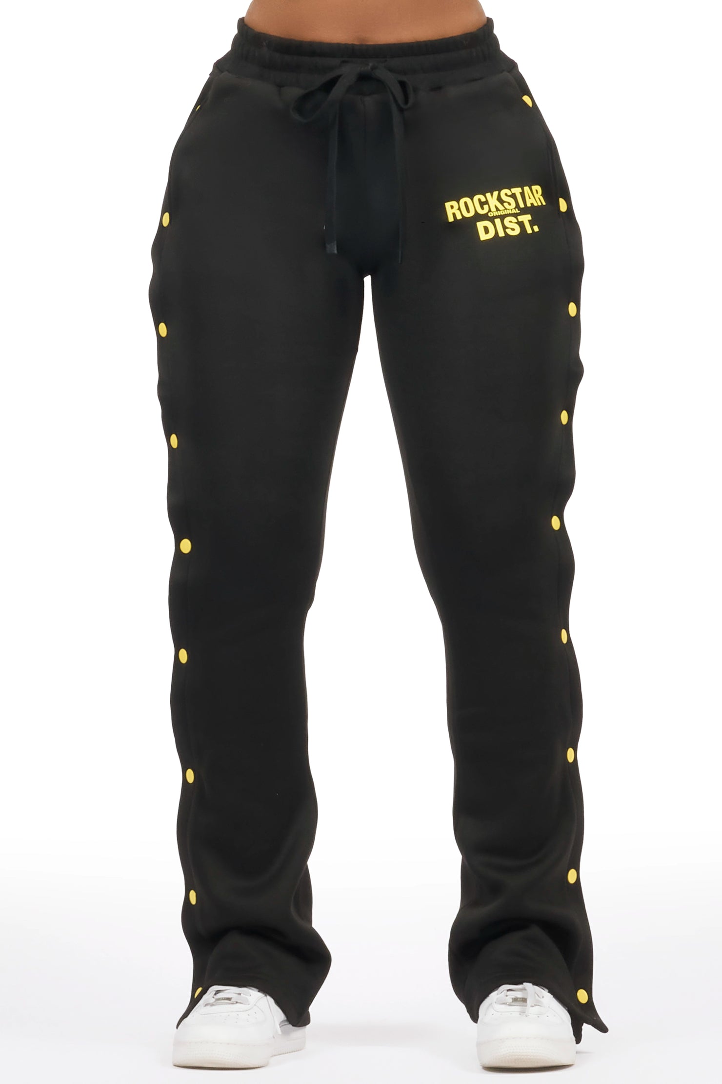 Kenniyah Black Snap Stacked Track Pant