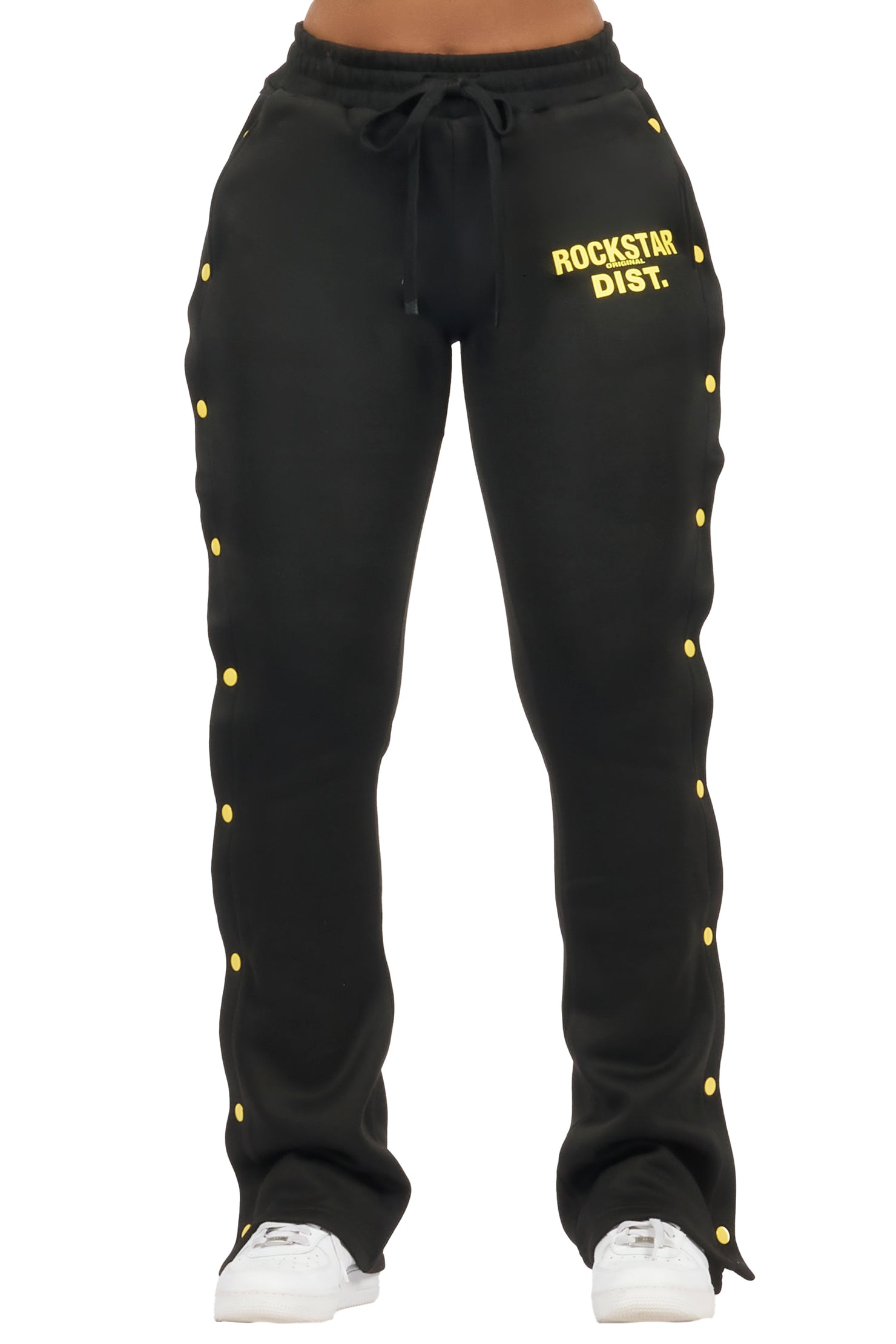 Kenniyah Black Snap Stacked Track Pant