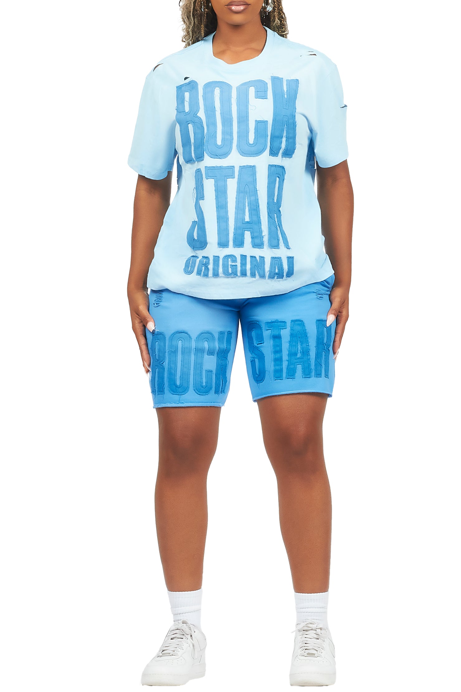 Shantrice Blue T-Shirt Short Set