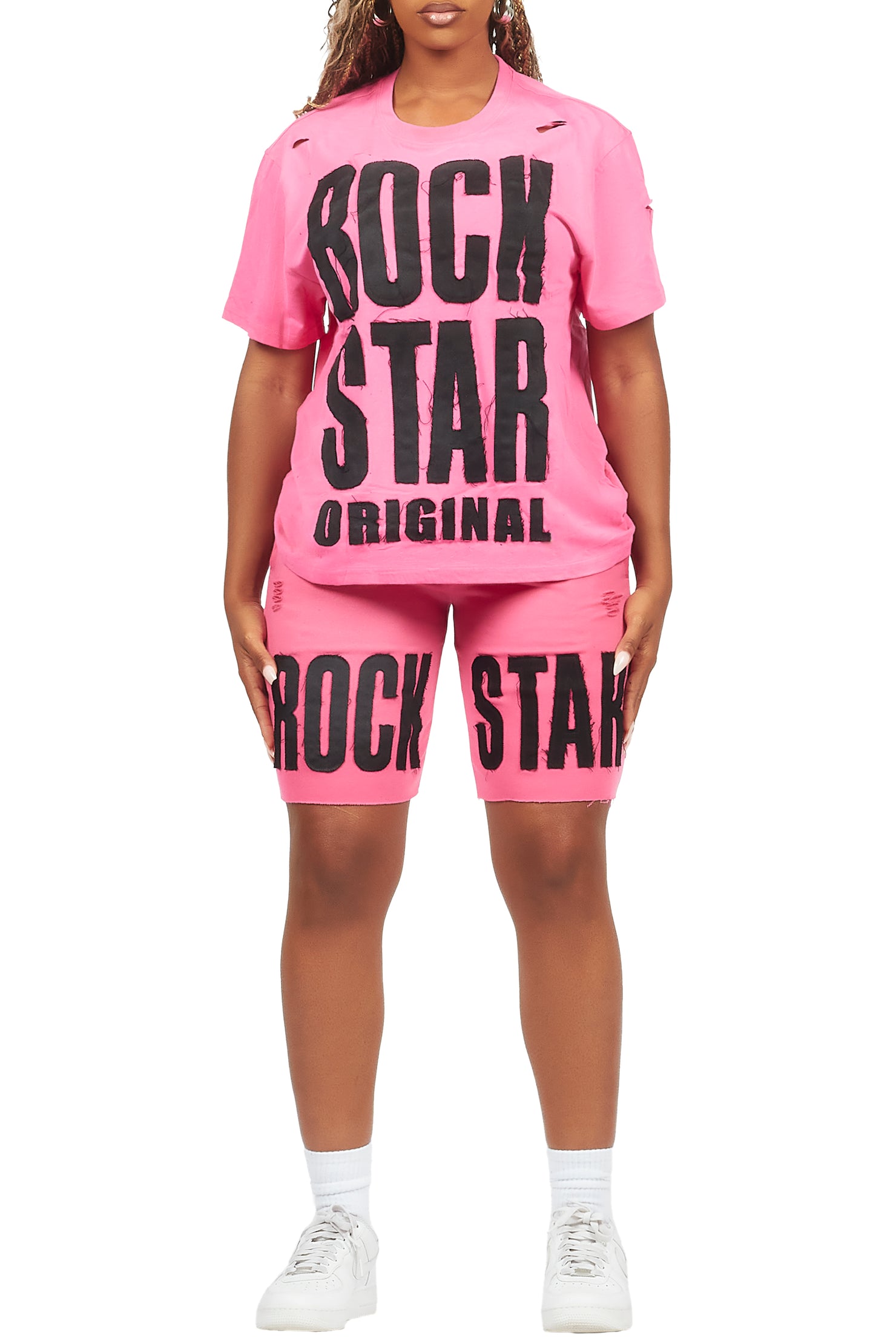 Shantrice Pink/Black T-Shirt Short Set