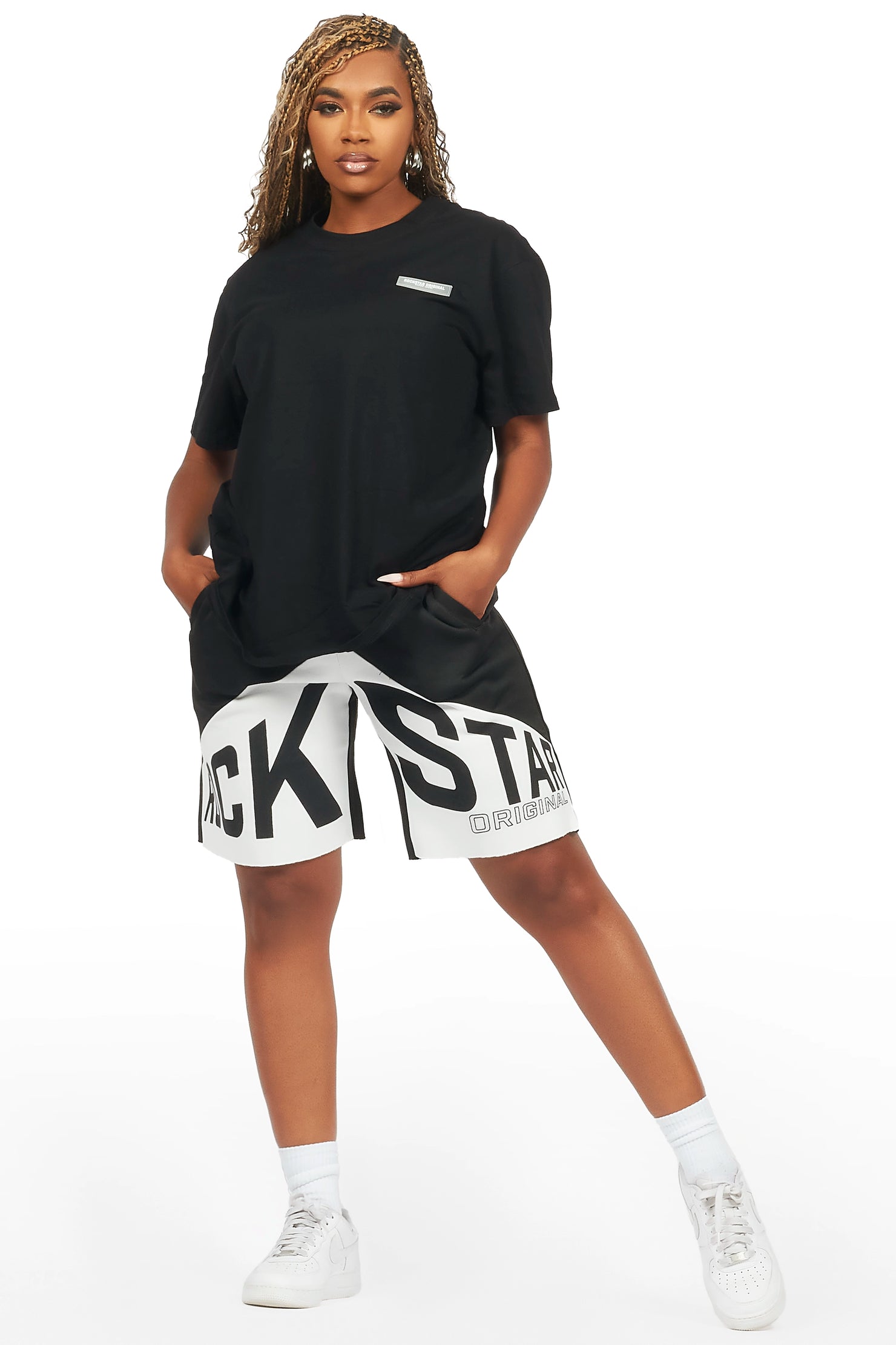 Diona Black T-Shirt Short Set