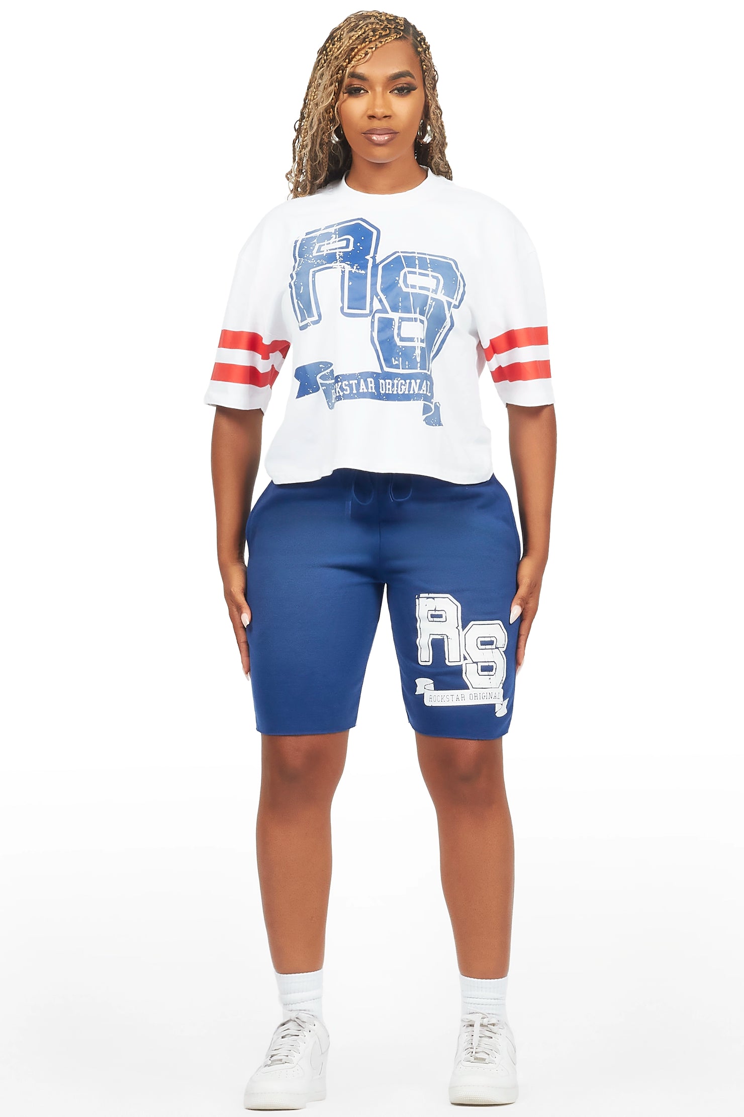 Tenita White/Blue T-Shirt Short Set