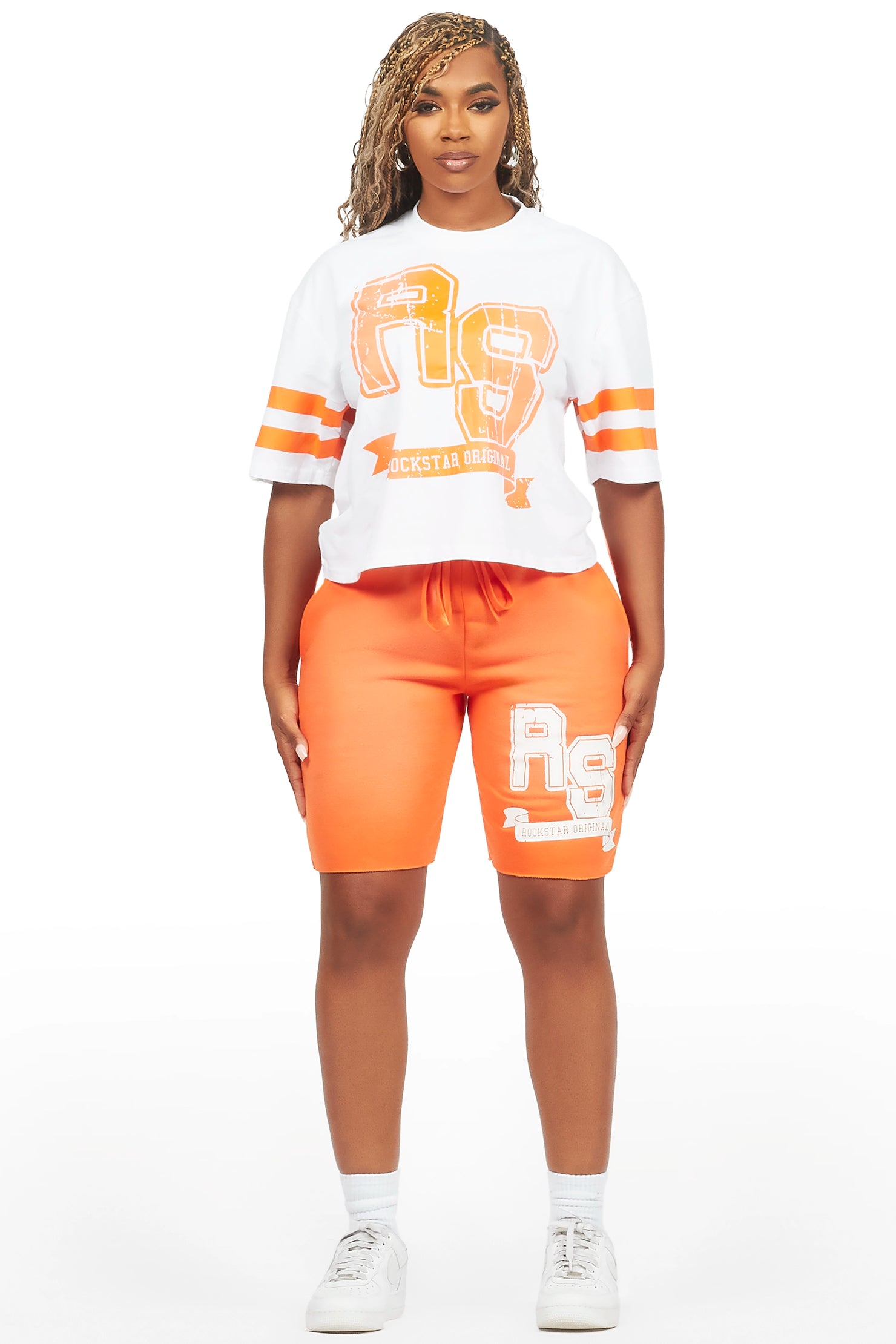 Tenita White/Orange T-Shirt Short Set