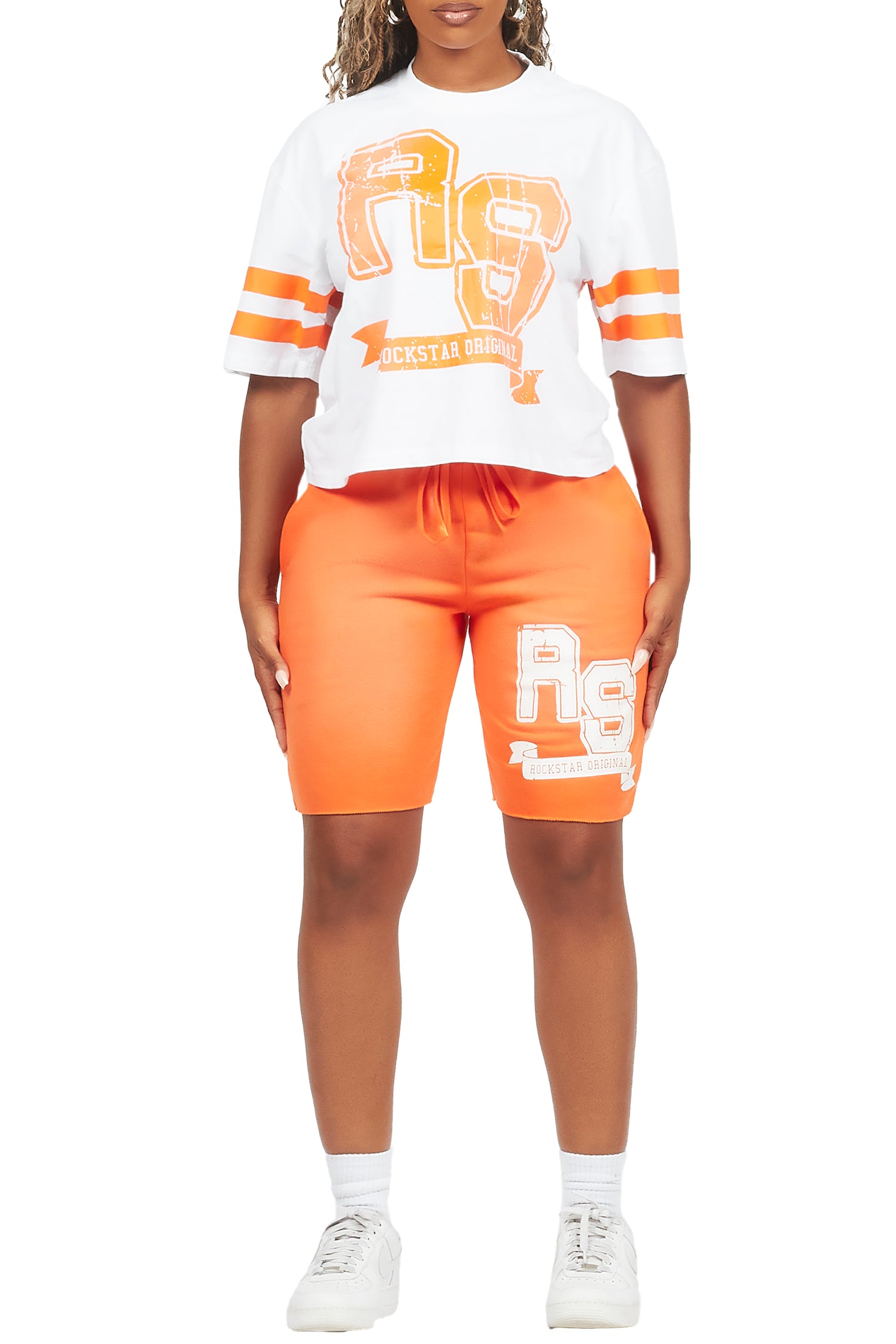 Tenita White/Orange T-Shirt Short Set