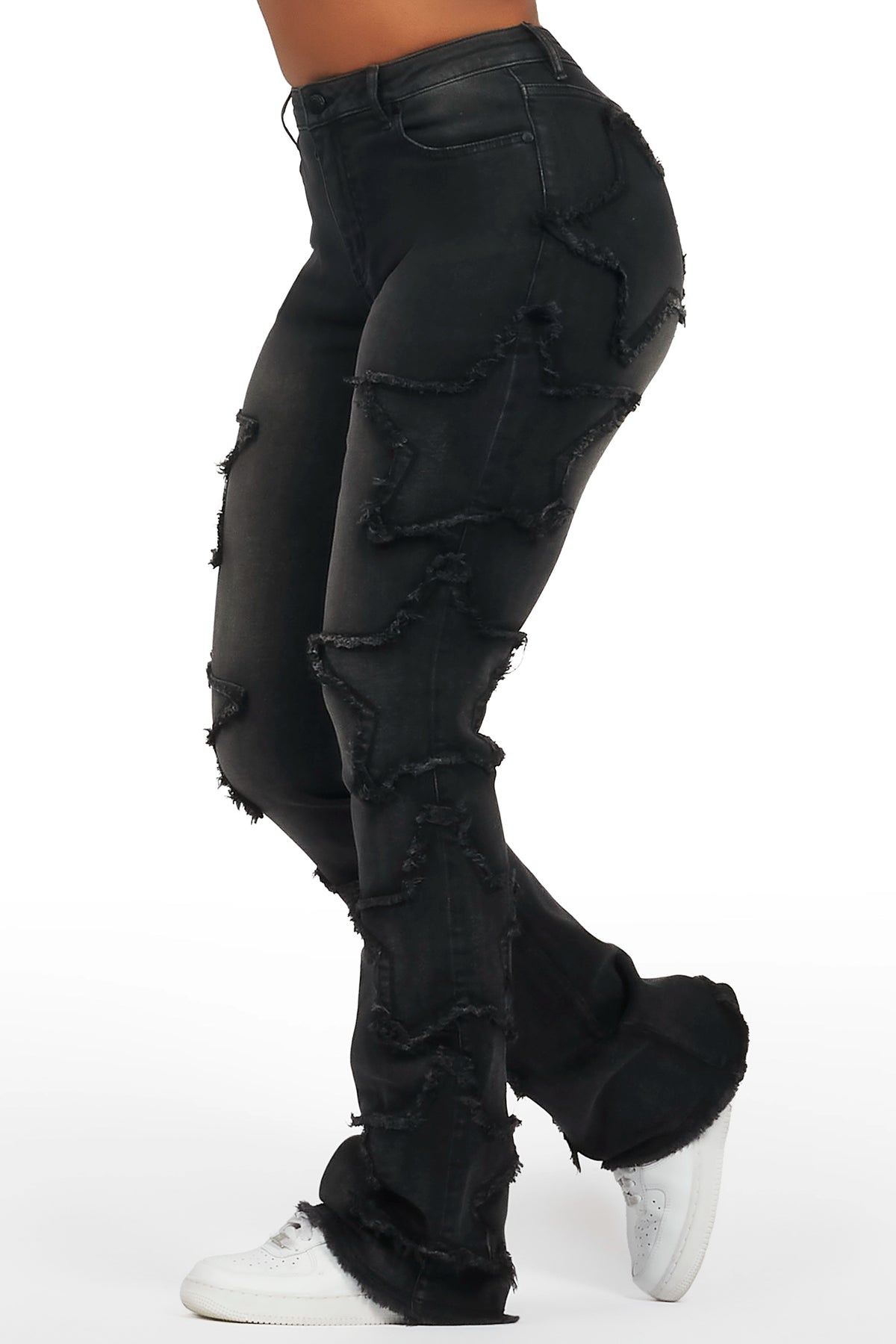 Sinayah Black Stacked Flare Jean– Rockstar Original
