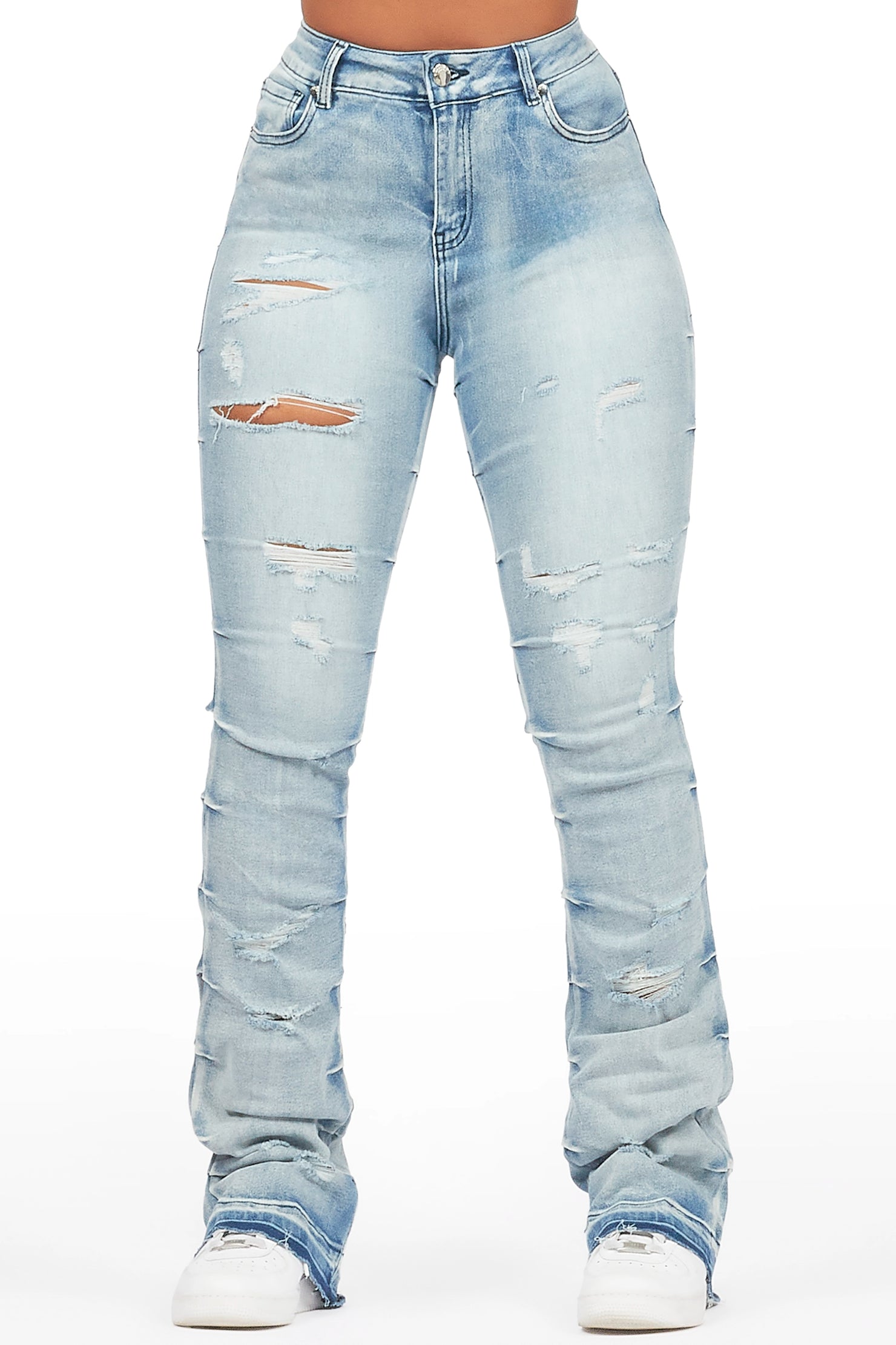 Shanya Blue Stacked Flare Jean