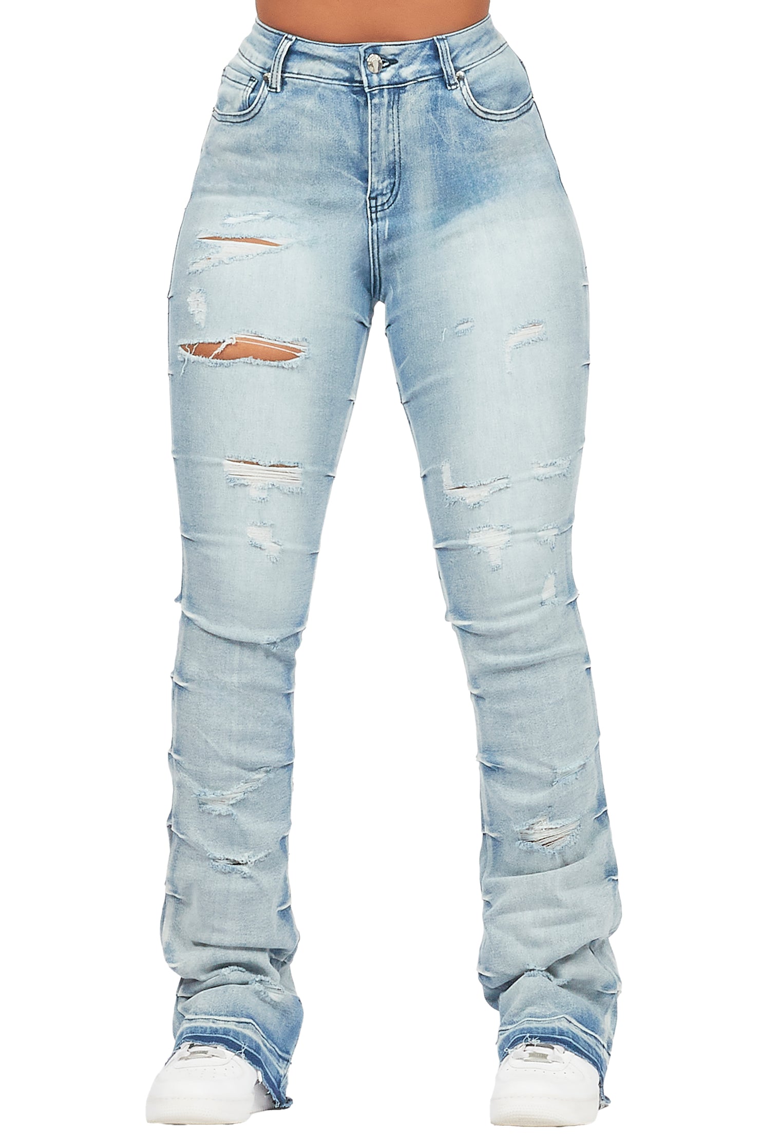 Shanya Blue Stacked Flare Jean