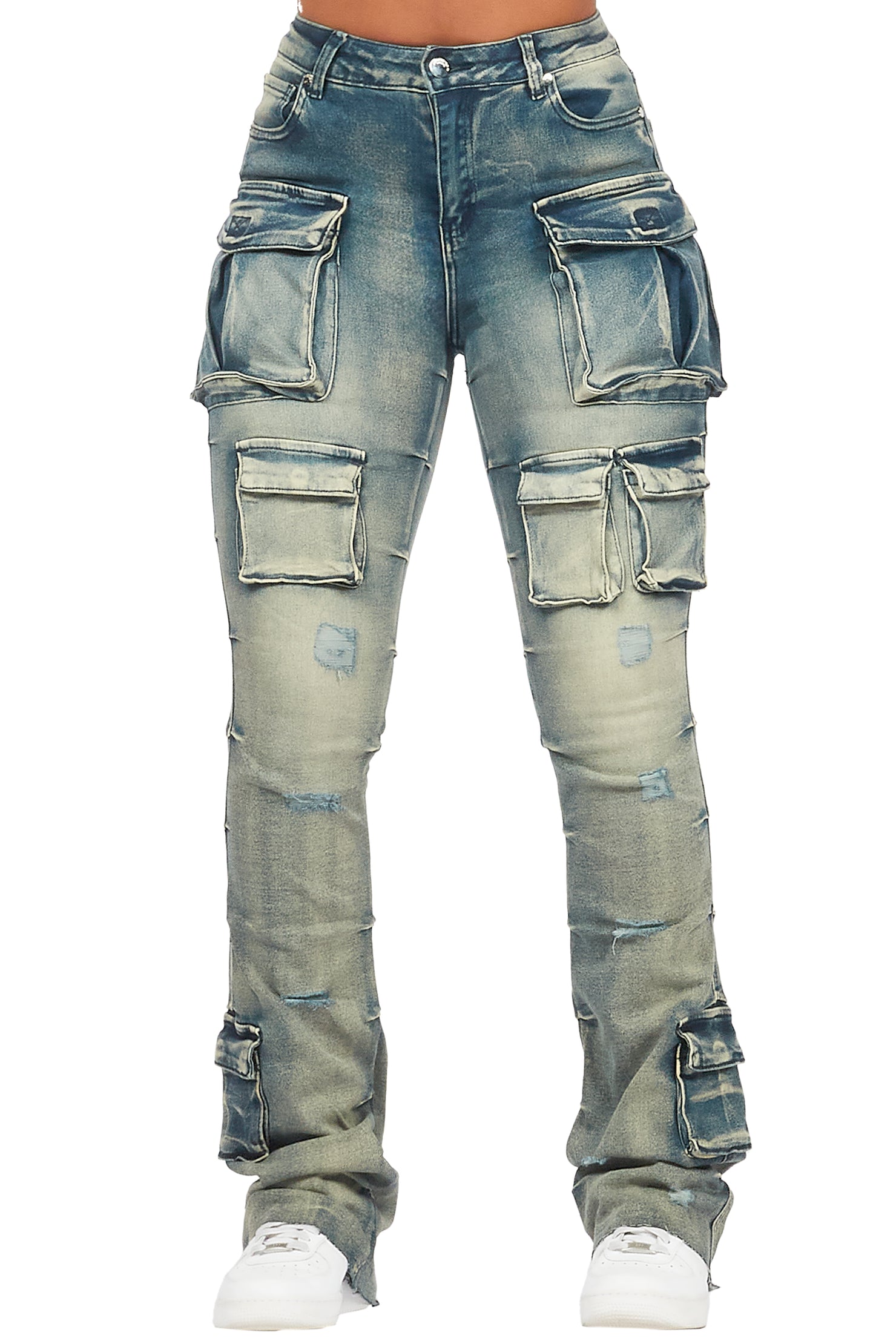 Chabria Tinted Dark Wash Stacked Flare Jean
