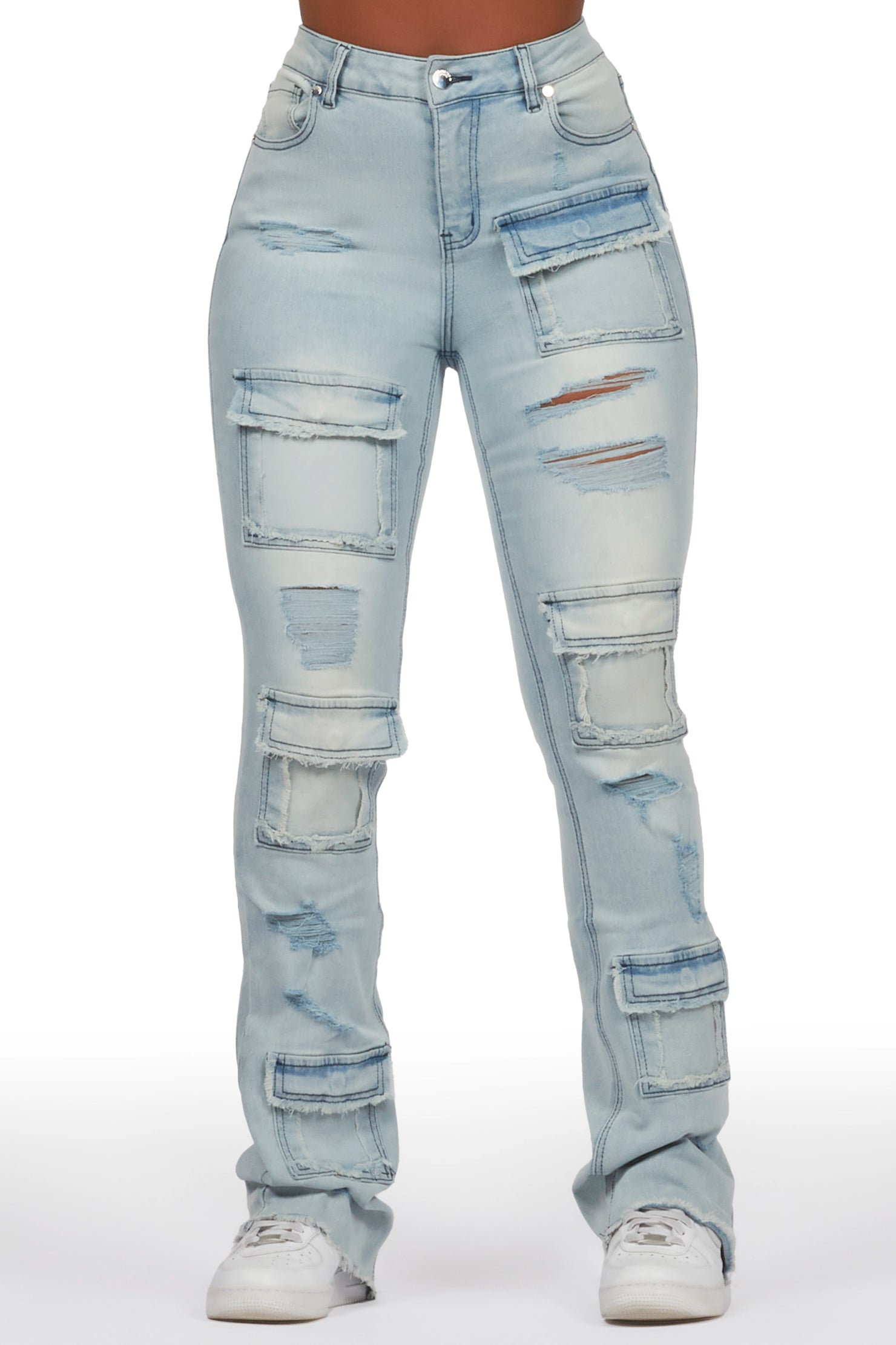 Antione Light Wash Stacked Flare Jean