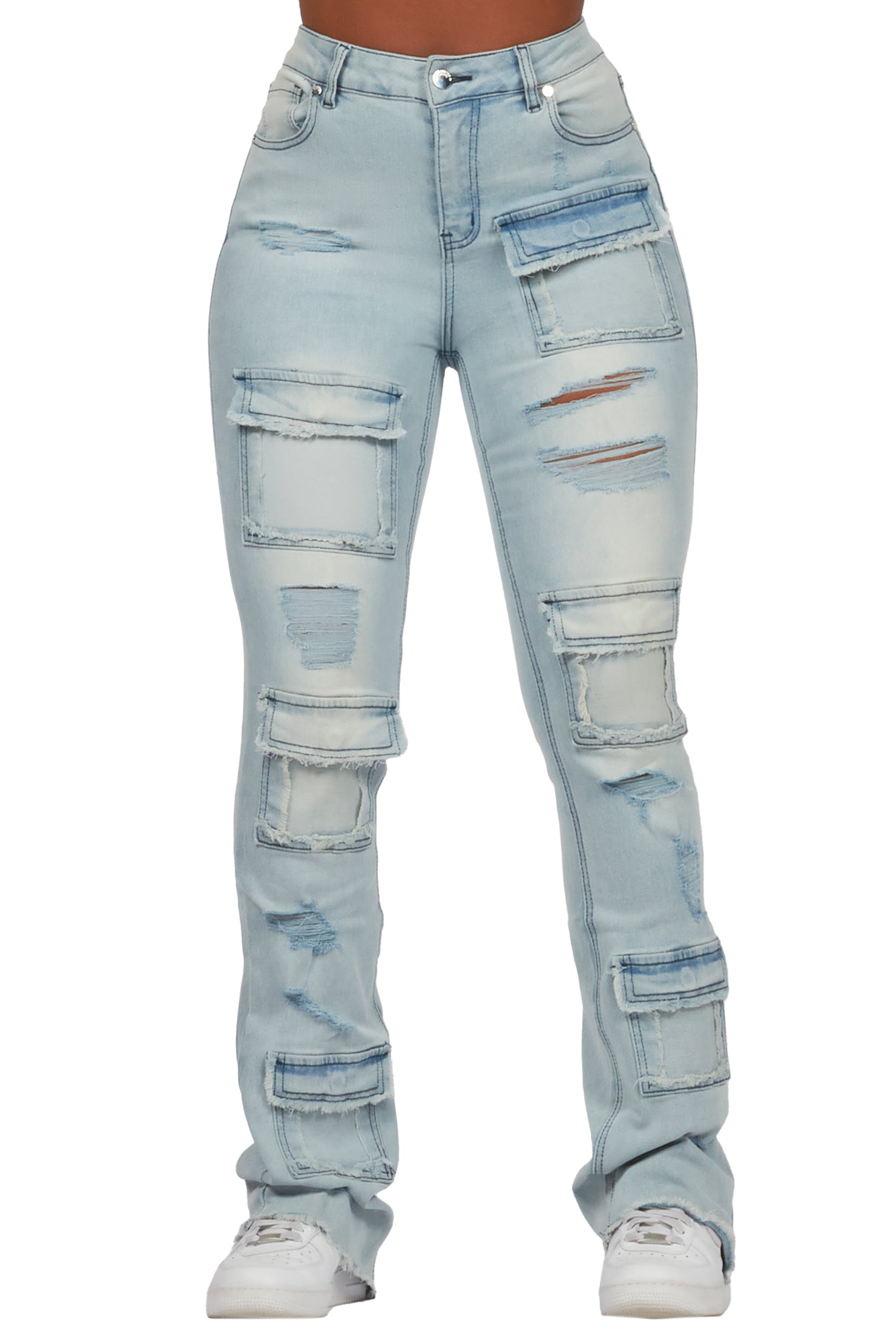 Antione Light Wash Stacked Flare Jean