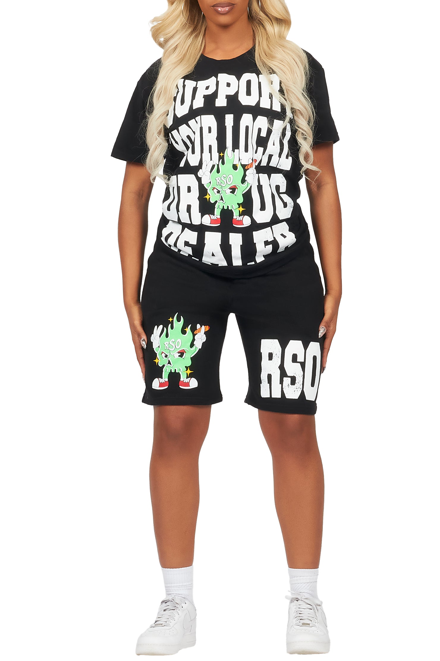 Mareona Black T-Shirt Short Set