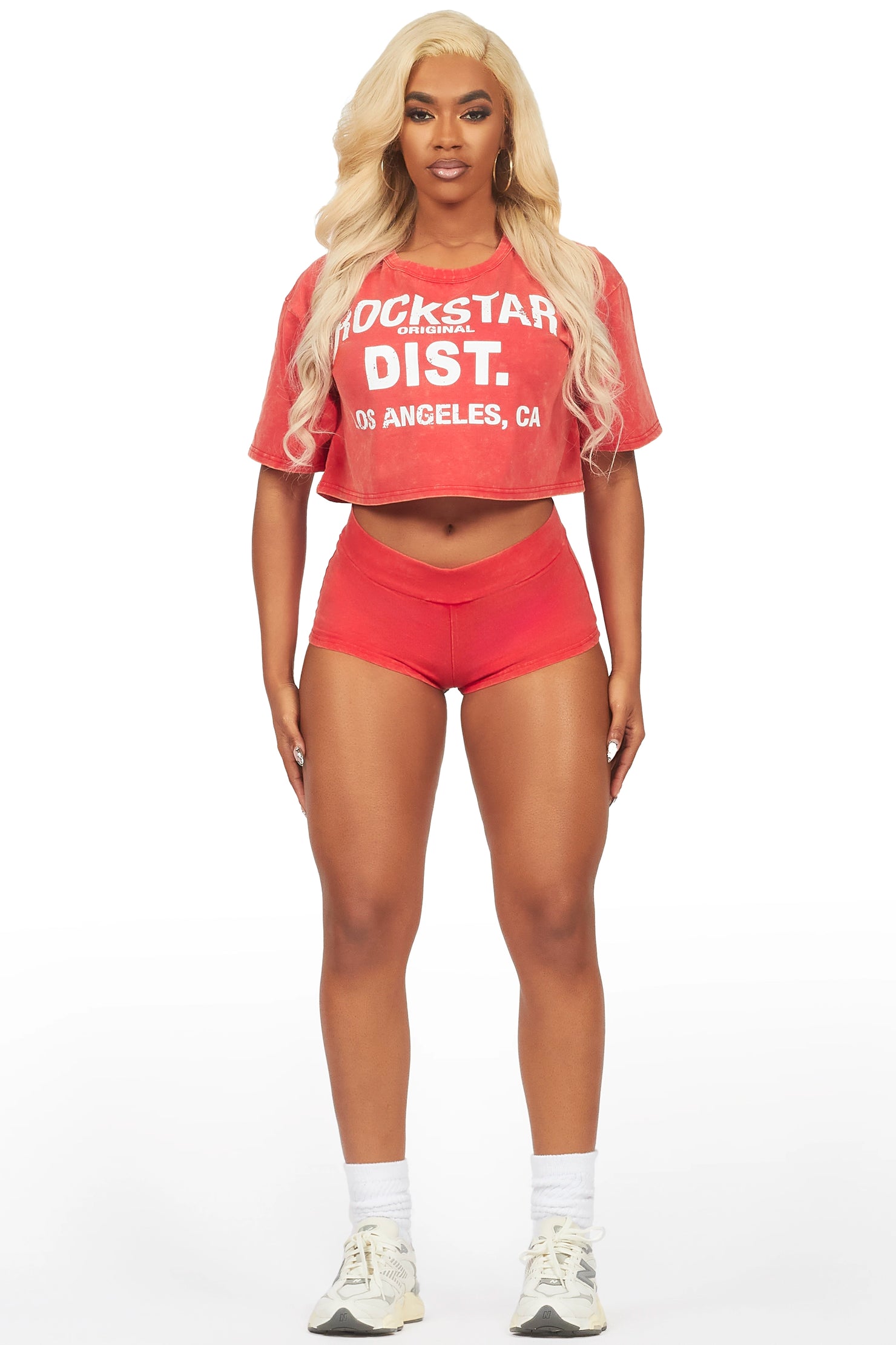 Tajeigh Red Washed Short Set