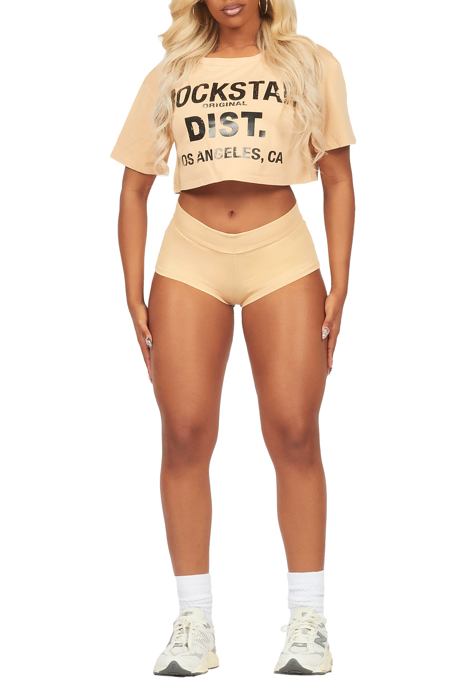 Tajeigh Beige Washed Short Set