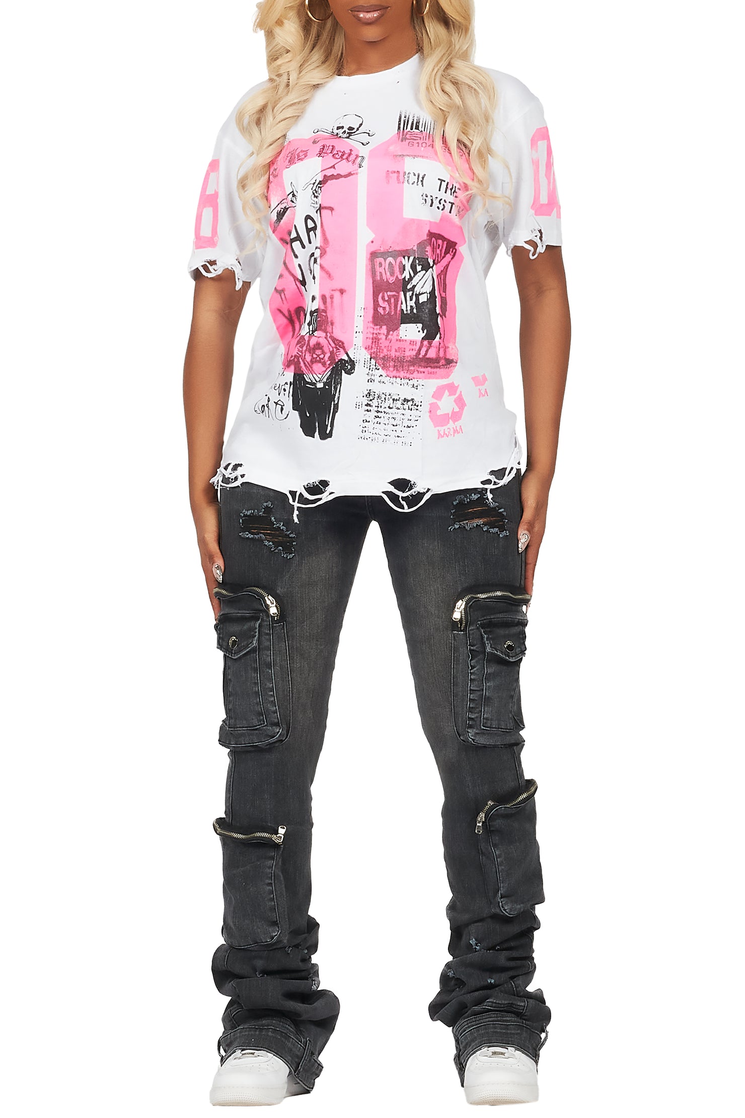 Shawneta White/Black Wash T-Shirt & Jean