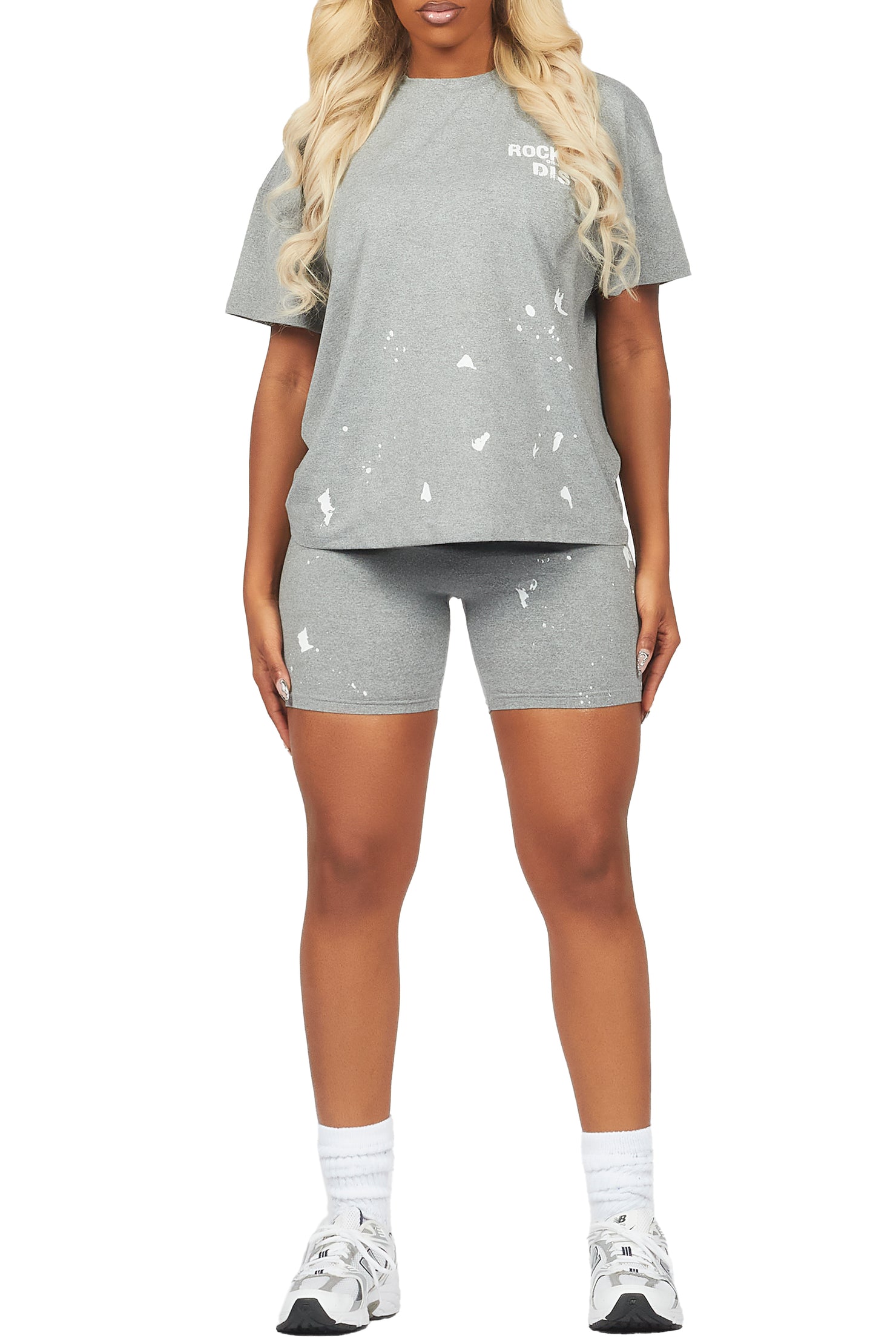 Living For It Heather Grey Bike Short Set