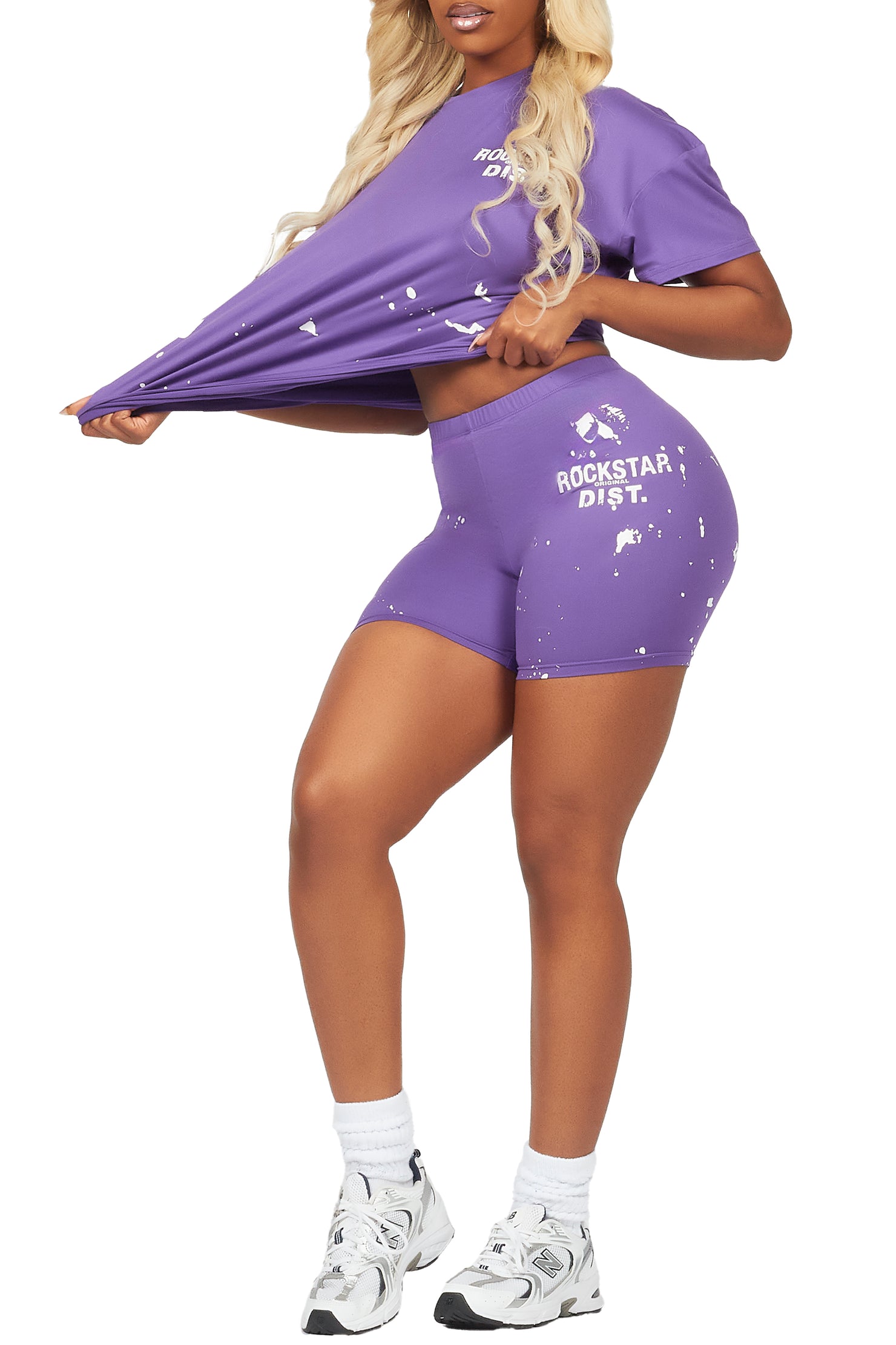 Living For It Purple Bike Short Set
