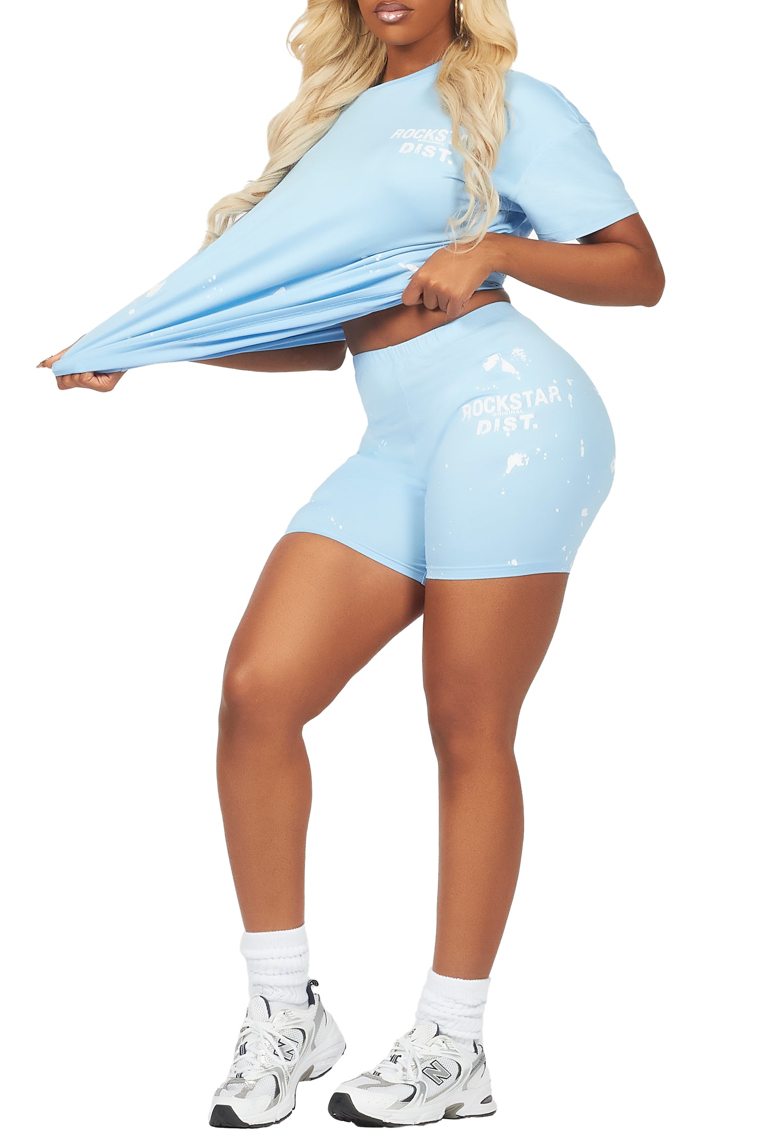 Living For It Baby Blue Bike Short Set