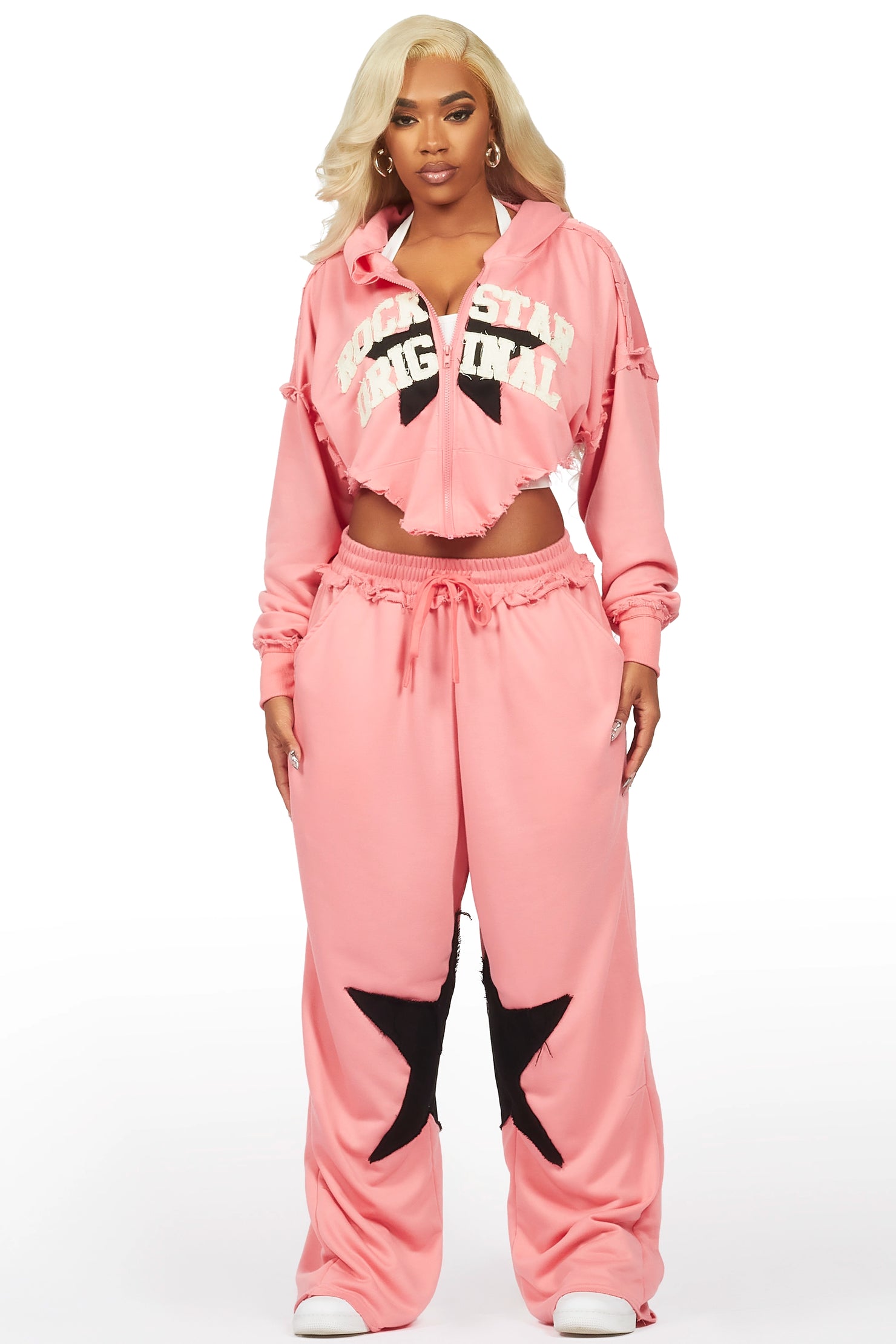 Levena Pink French Terry Oversized Trackset