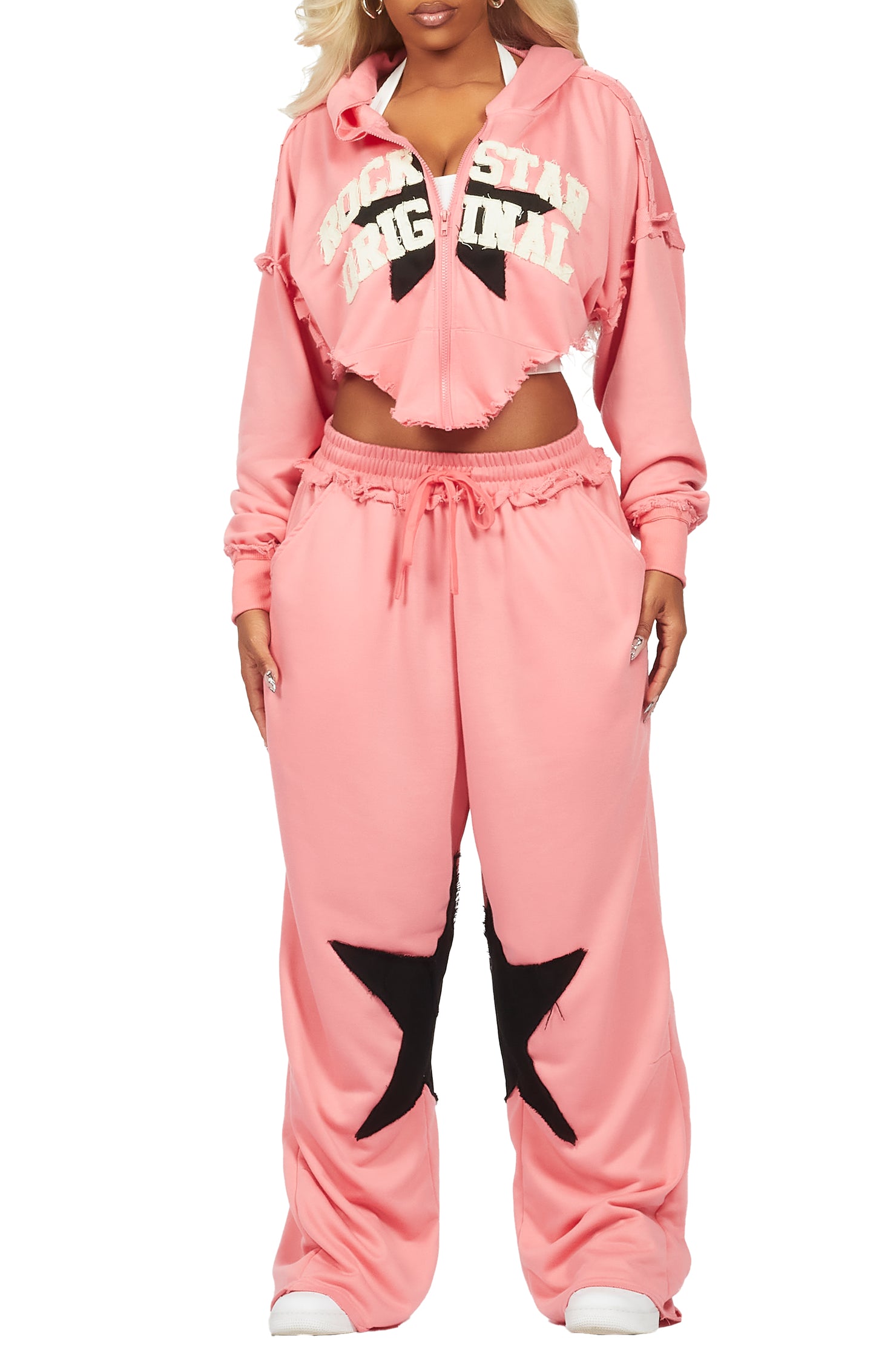 Levena Pink French Terry Oversized Trackset
