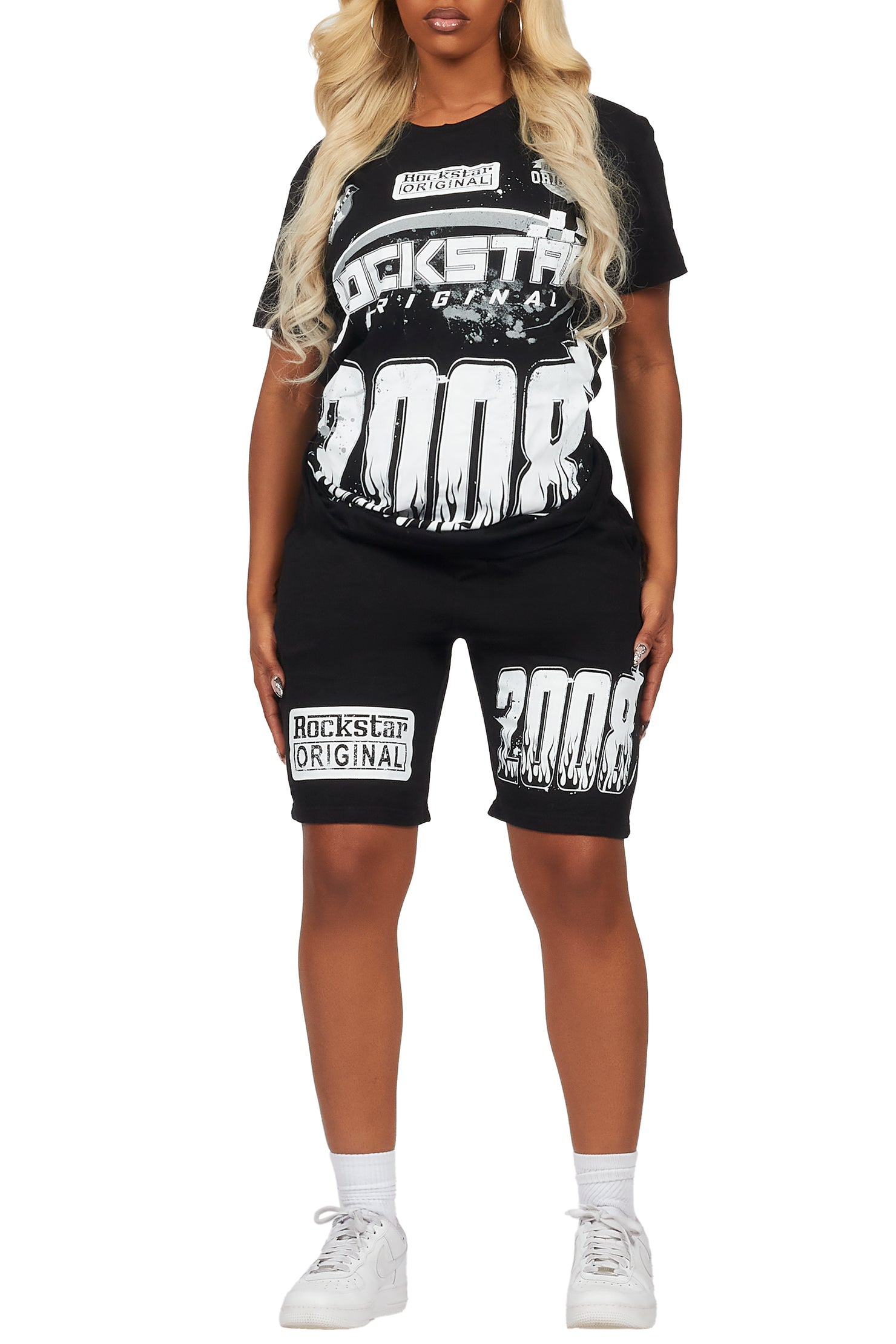 Esha Black T-Shirt Short Set