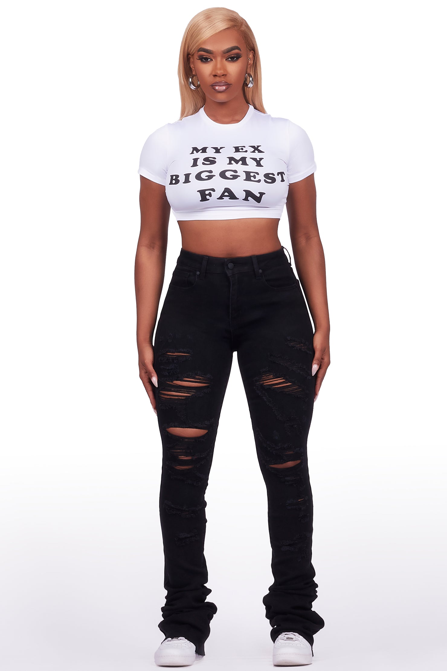 Sarina White Crop T-Shirt