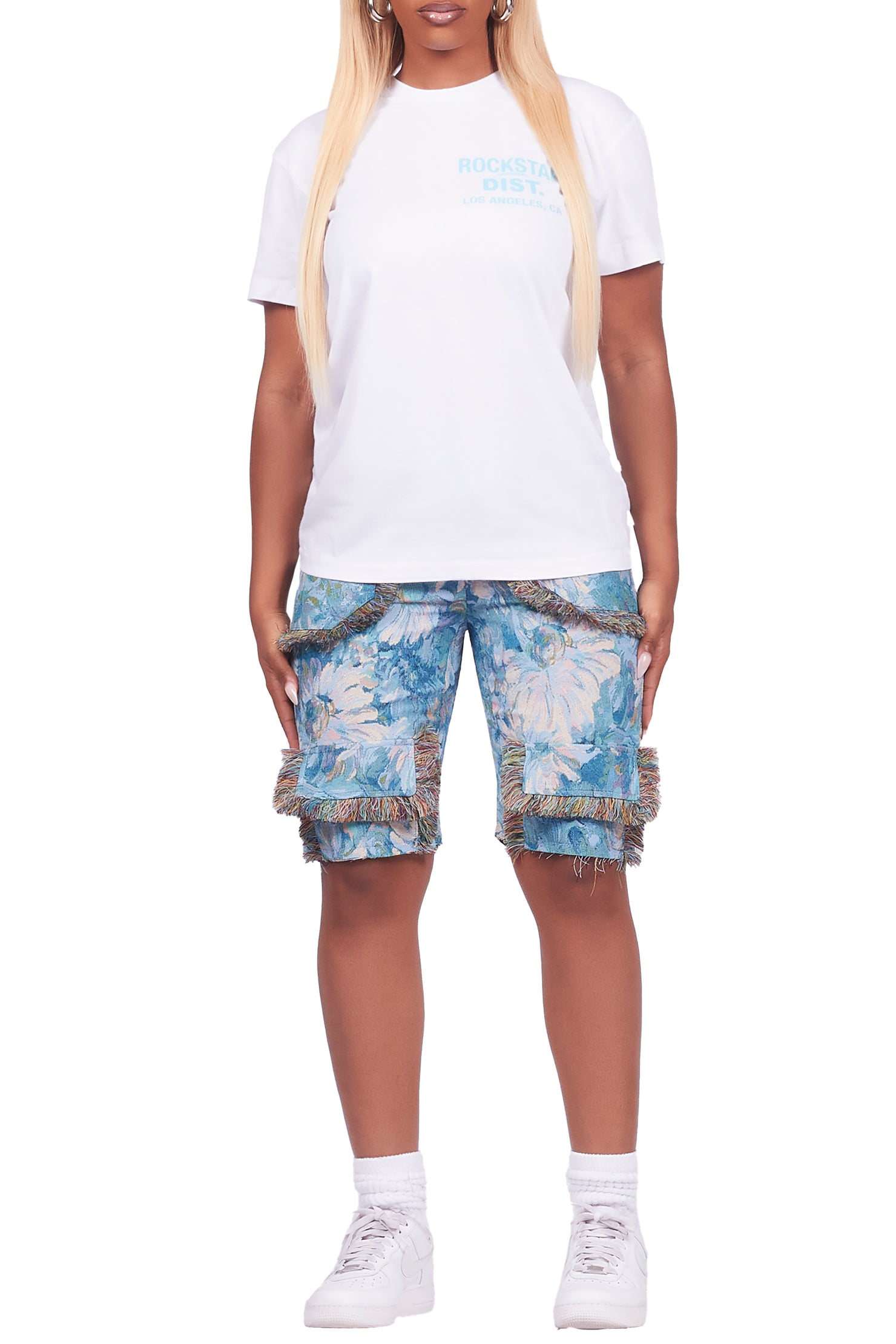Takecia White/Blue T-Shirt Short Set