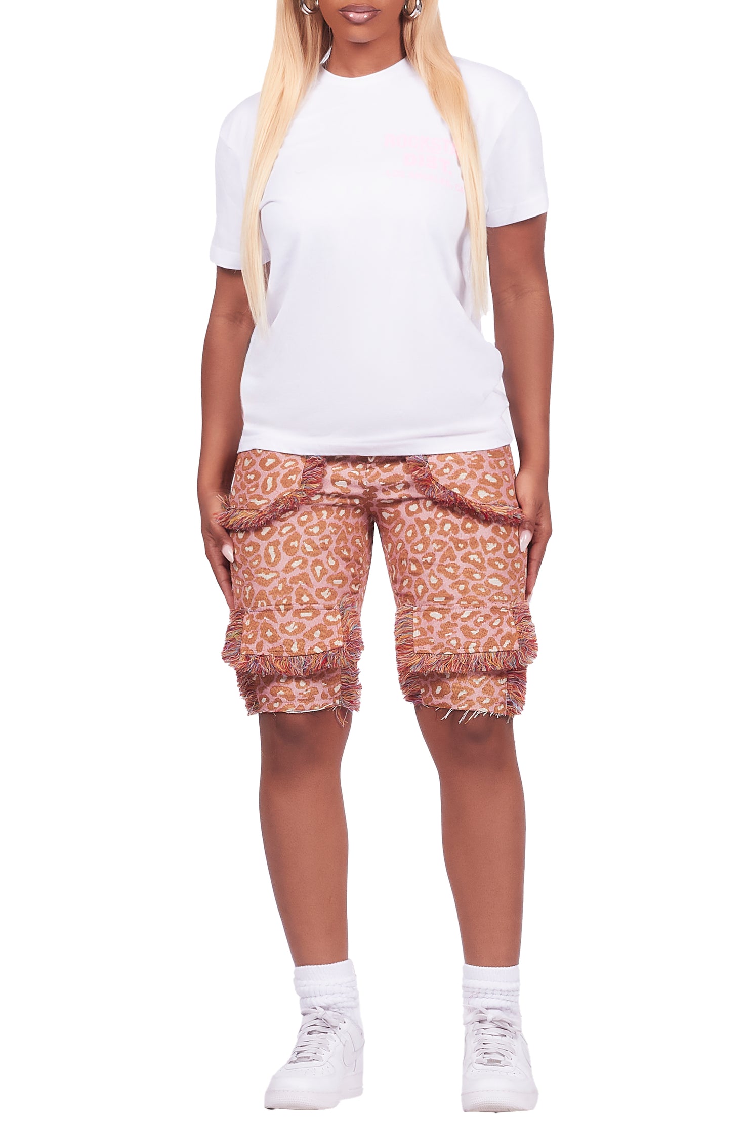 Jelissa White/Pink T-Shirt Short Set