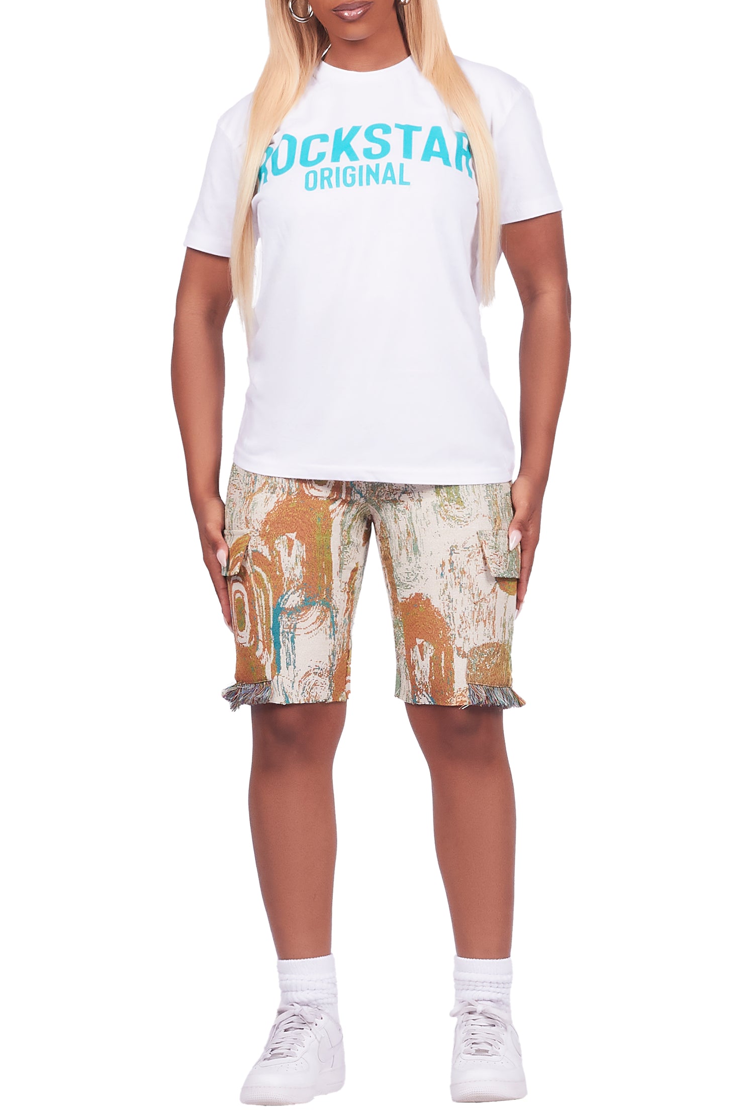 Ameera White/Beige T-Shirt Short Set